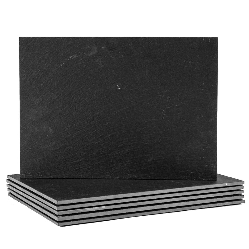35cm x 25cm Black Rectangle Linea Slate Placemats - Pack of Six - By Argon Tableware
