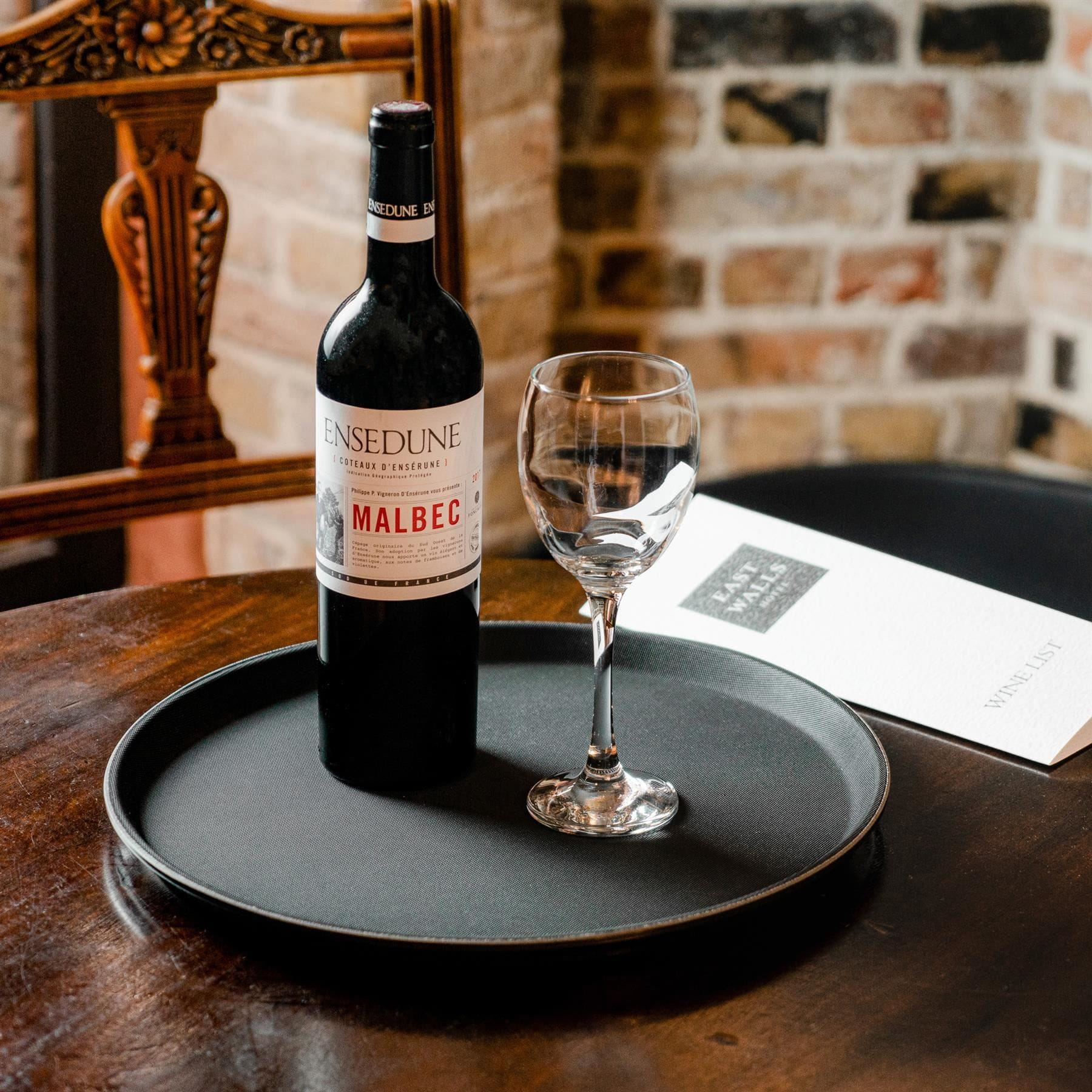 Black 35.5cm Round Non-Slip Serving Tray