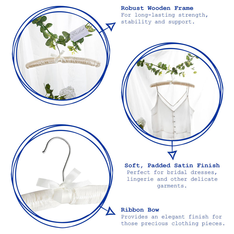 Padded Satin Clothes Hangers - Pack of 10 - By Harbour Housewares
