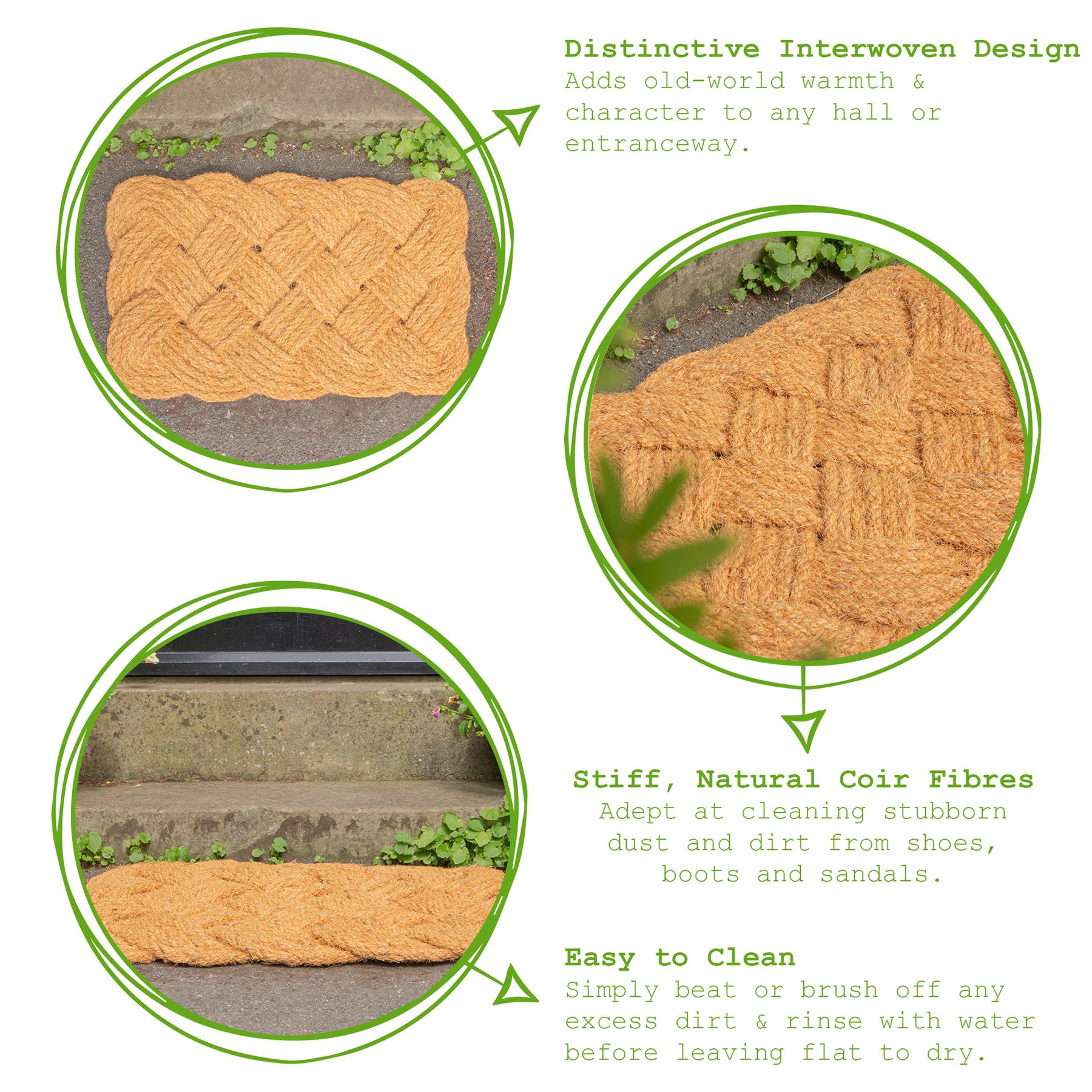 68cm x 43cm Natural Coir Knotted Door Mat