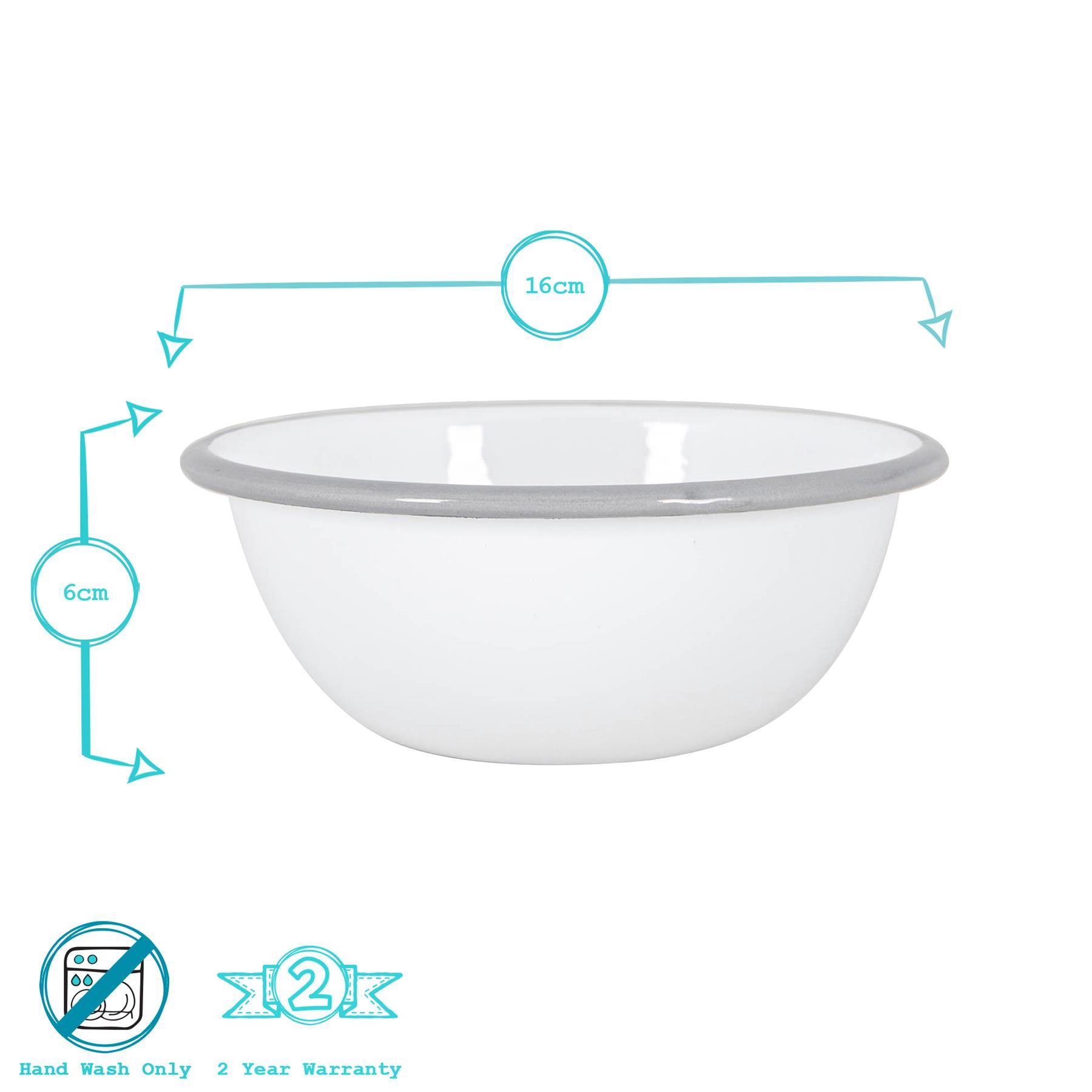 16cm White Enamel Bowls - Pack of Four