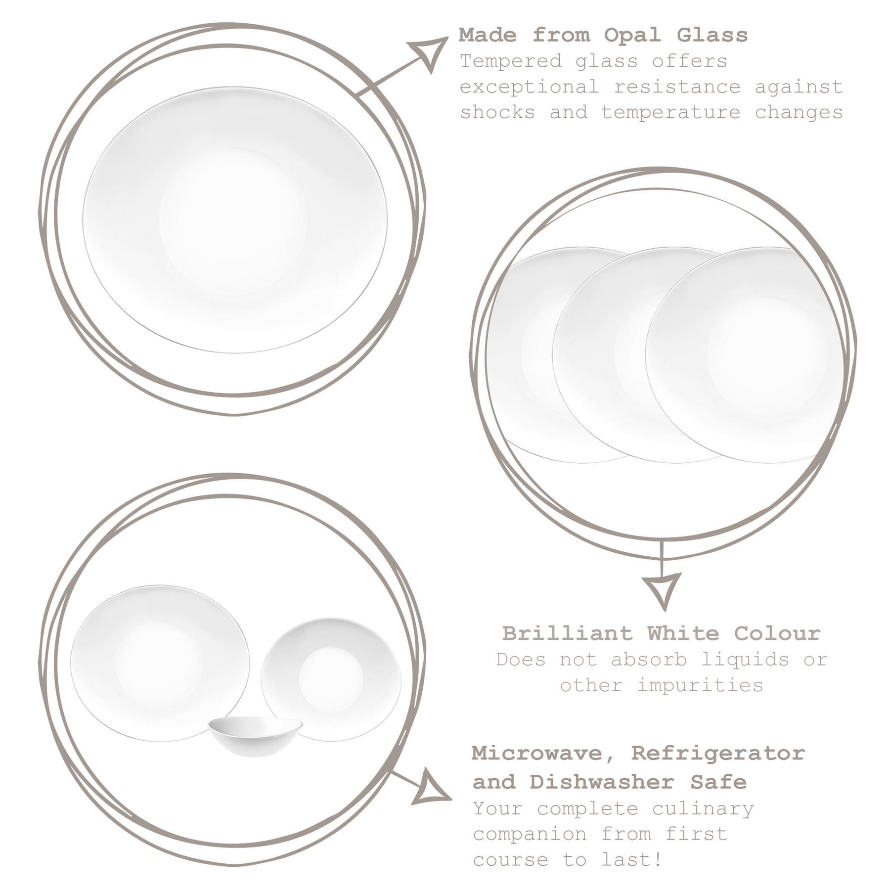 27cm White Prometeo Glass Dinner Plates - Pack of Six