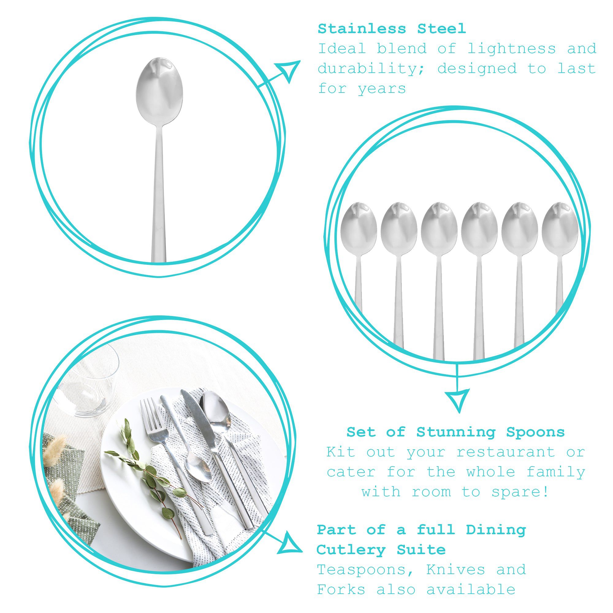 Tondo 18/0 Stainless Steel Dessert Spoons - Pack of 6