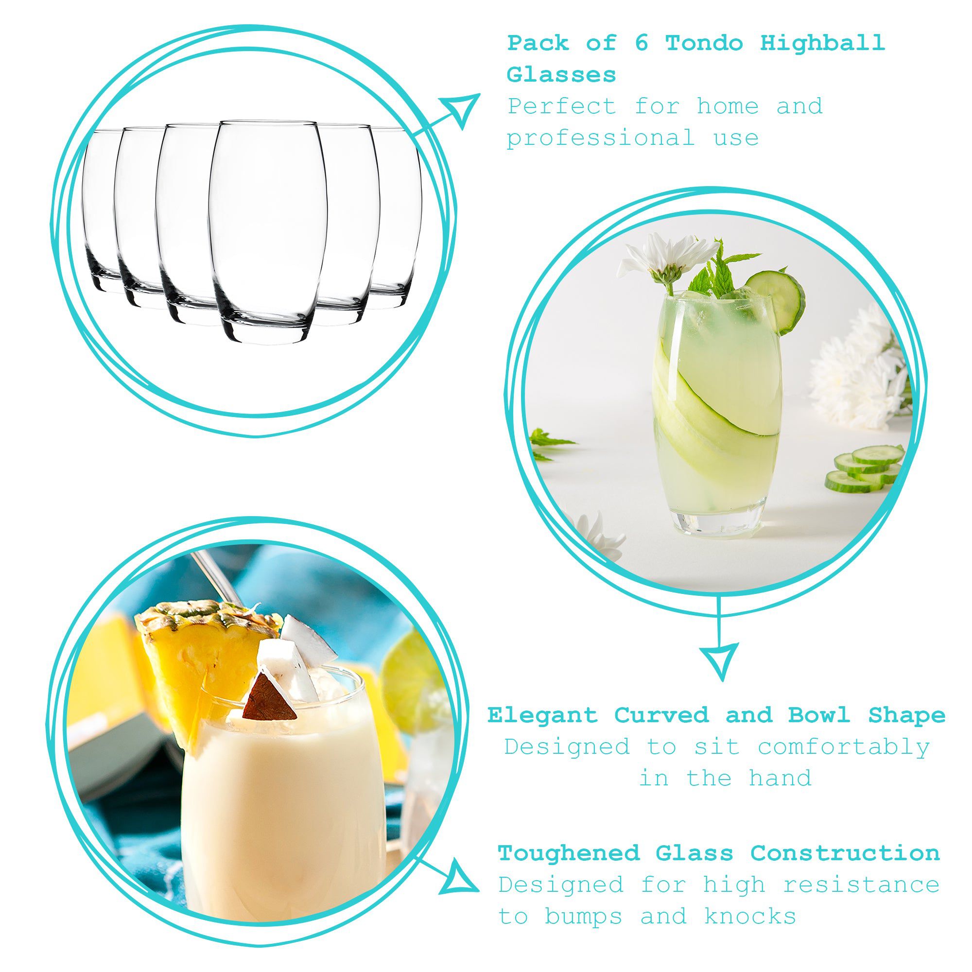510ml Tondo Highball Glasses - Pack of Six