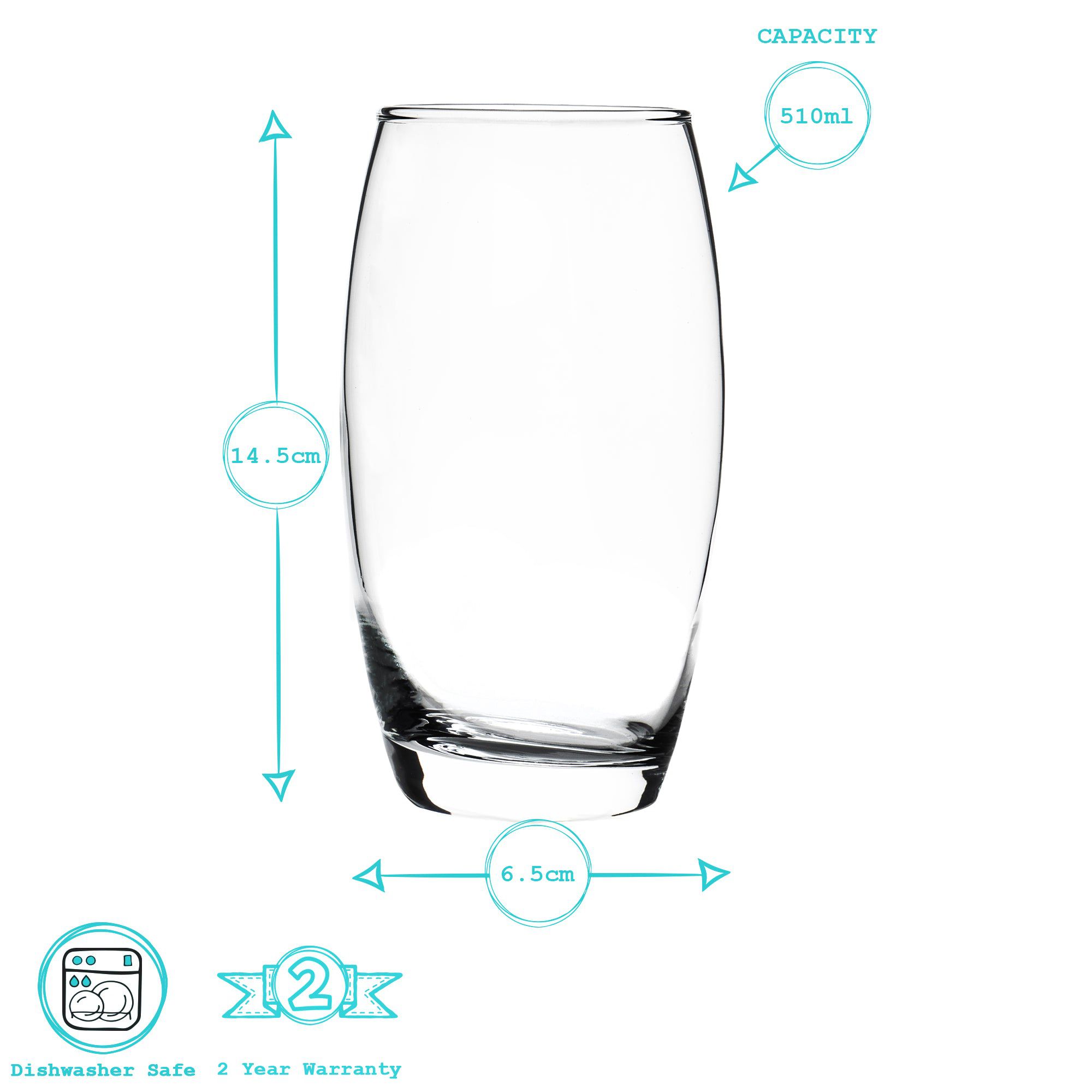 510ml Tondo Highball Glasses - Pack of Six