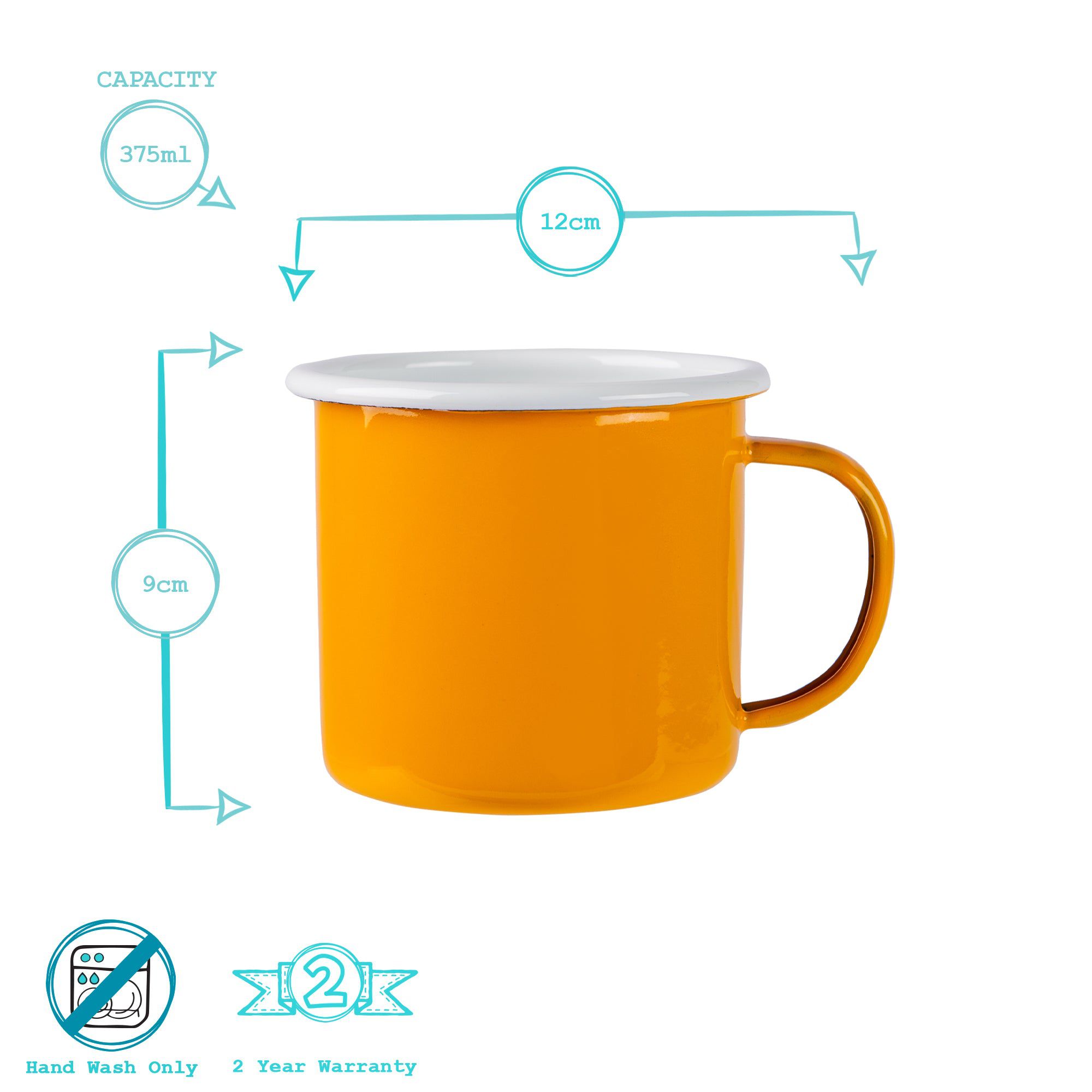 375ml Coloured Enamel Mugs - 4 Colours