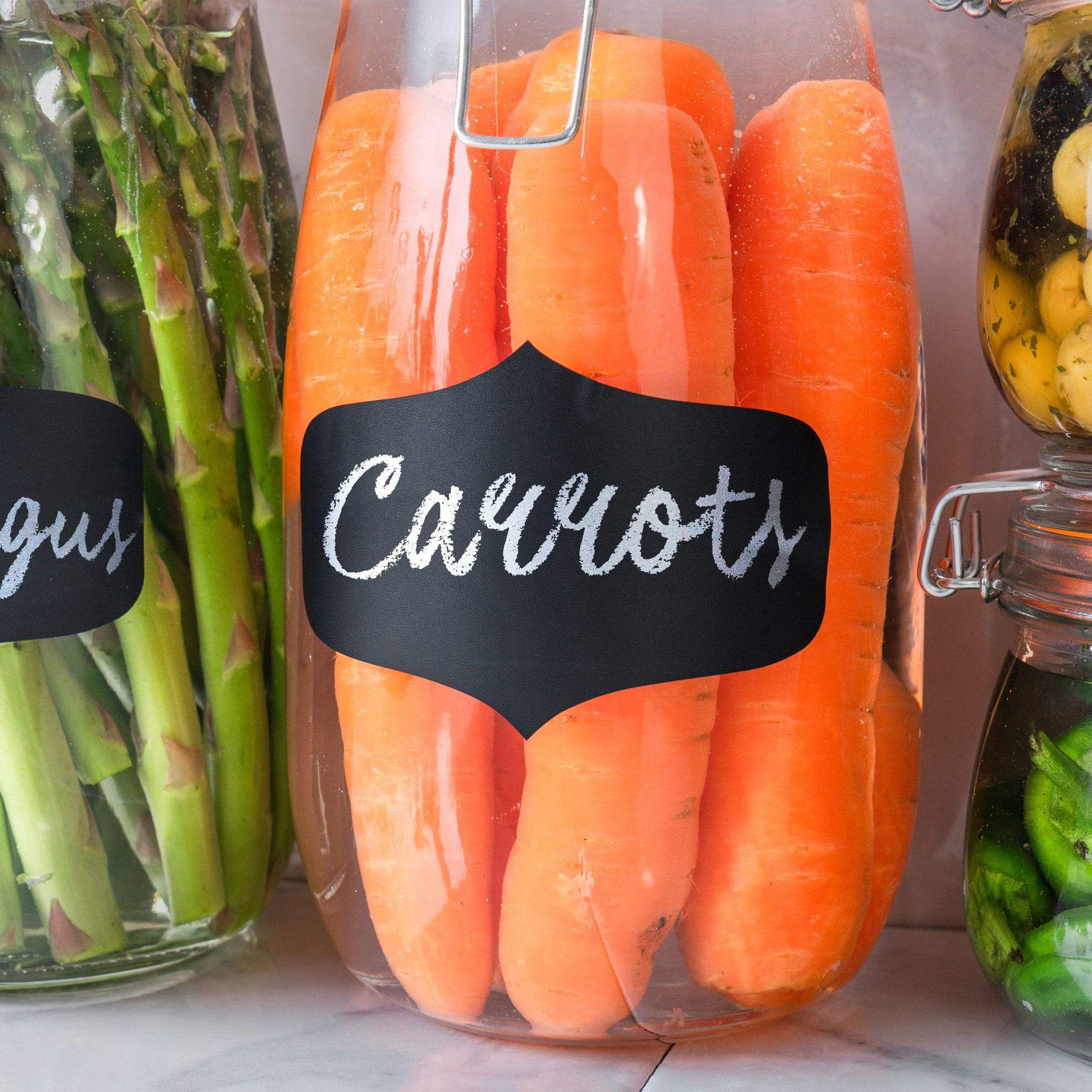 Large Black Chalk Board Storage Jar Labels - Pack of Three