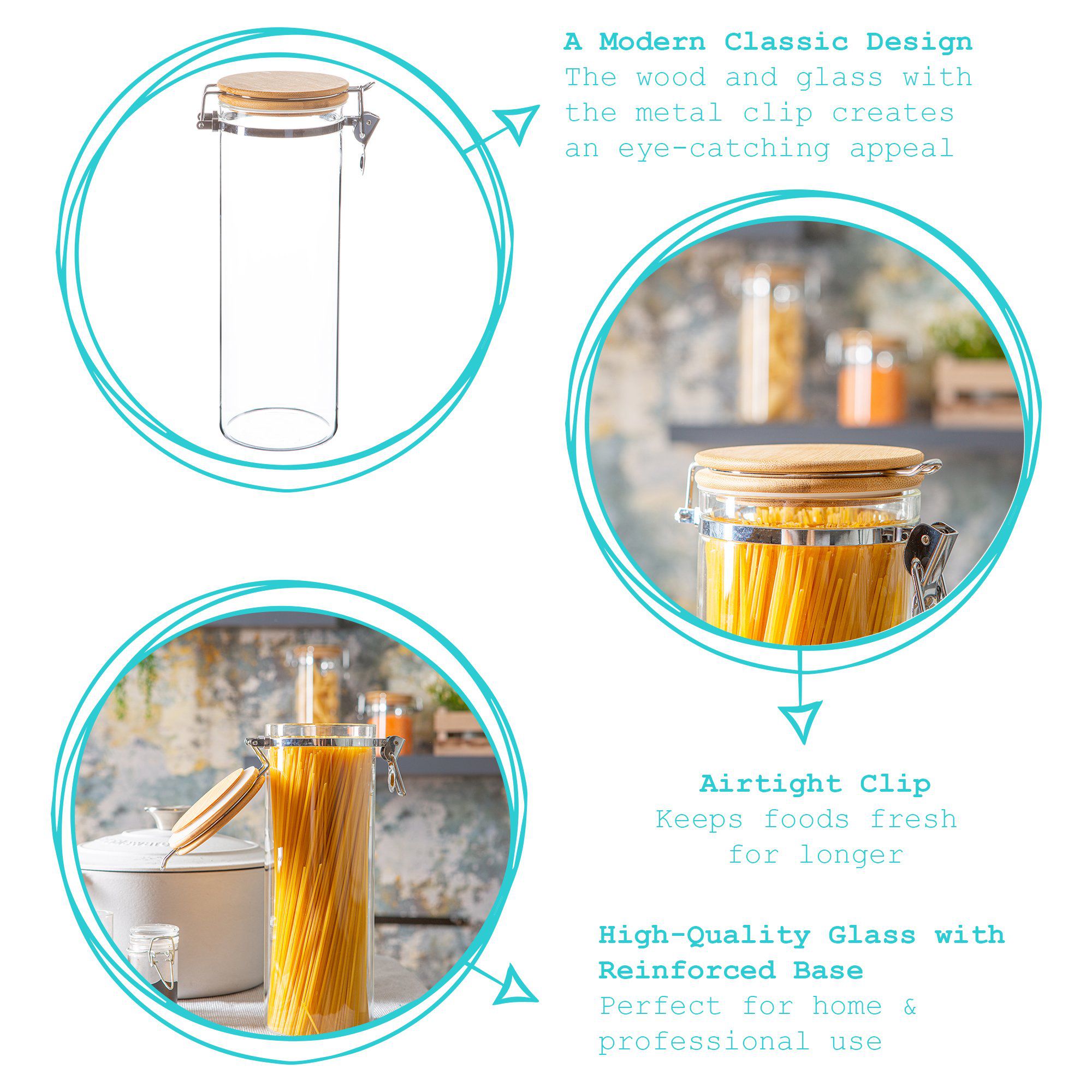 1.75L Glass Storage Jar with Wooden Clip Lid