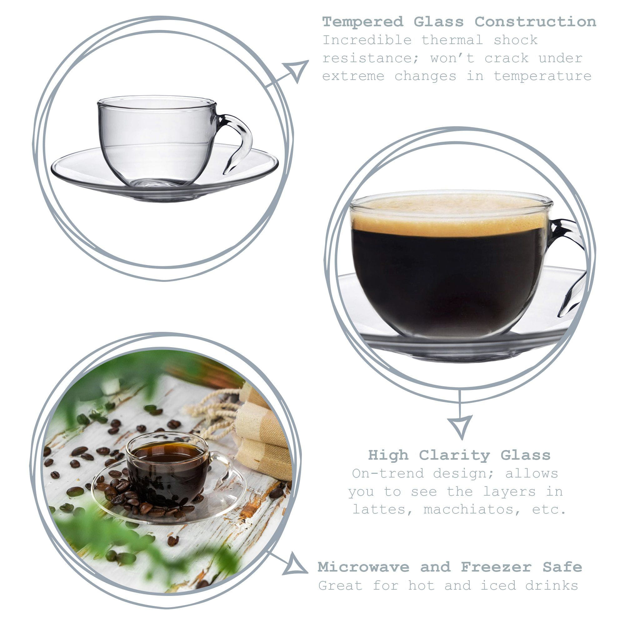 60ml Minimus Glass Espresso Cup & Saucer Set