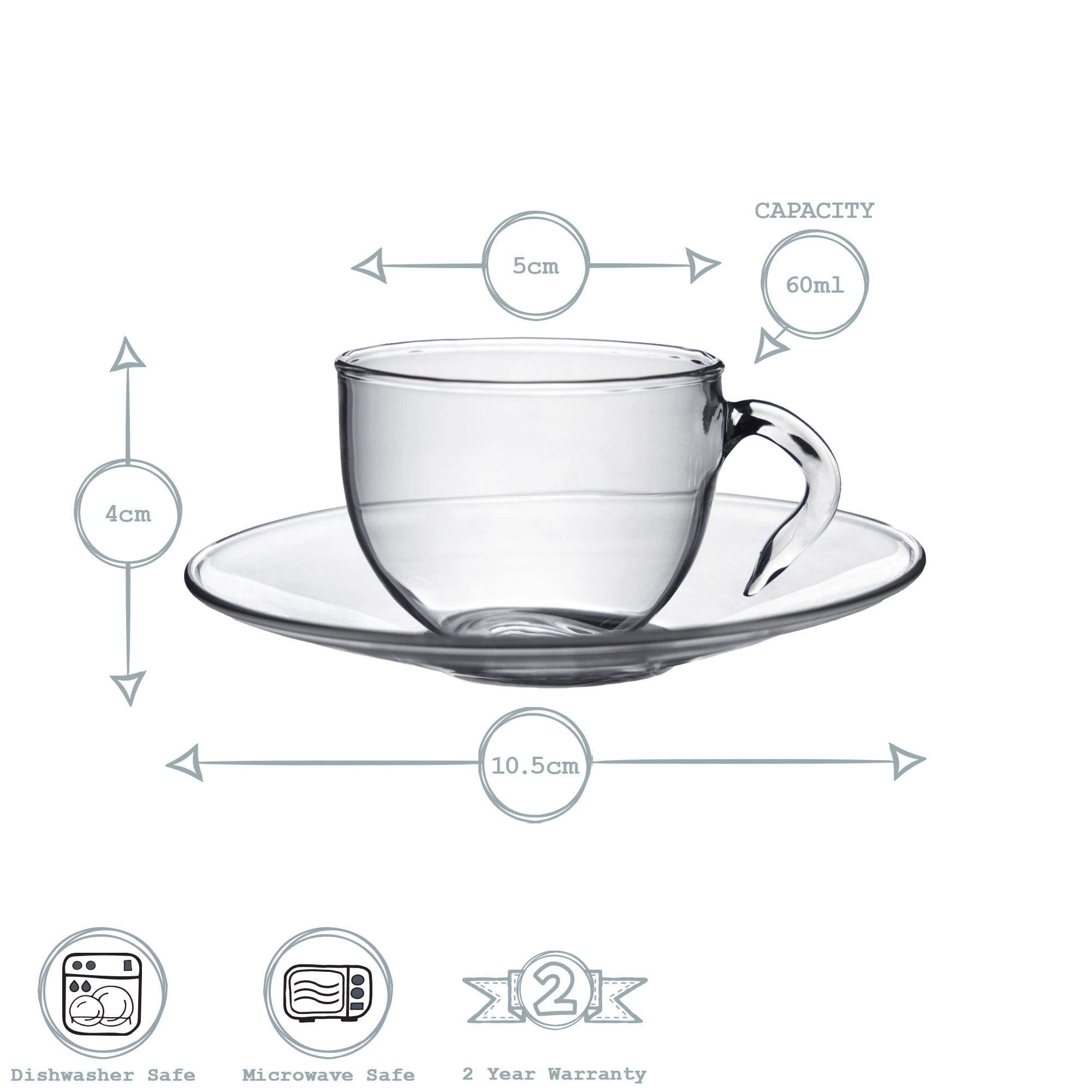 60ml Minimus Glass Espresso Cup & Saucer Set