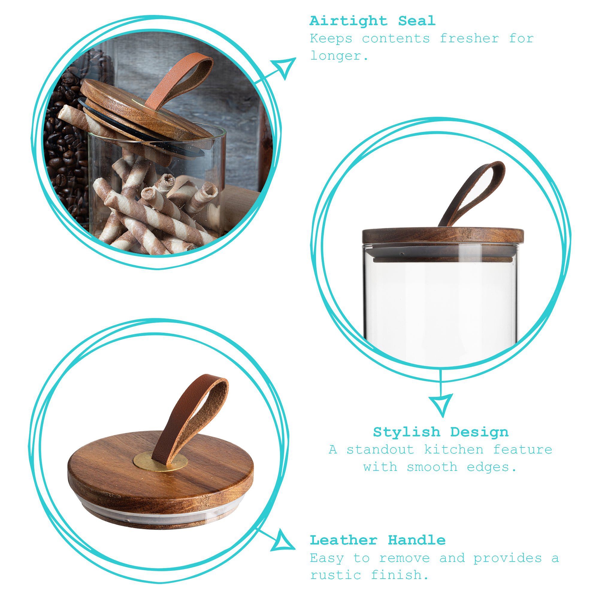 10cm Leather Loop Scandi Storage Jar Lid