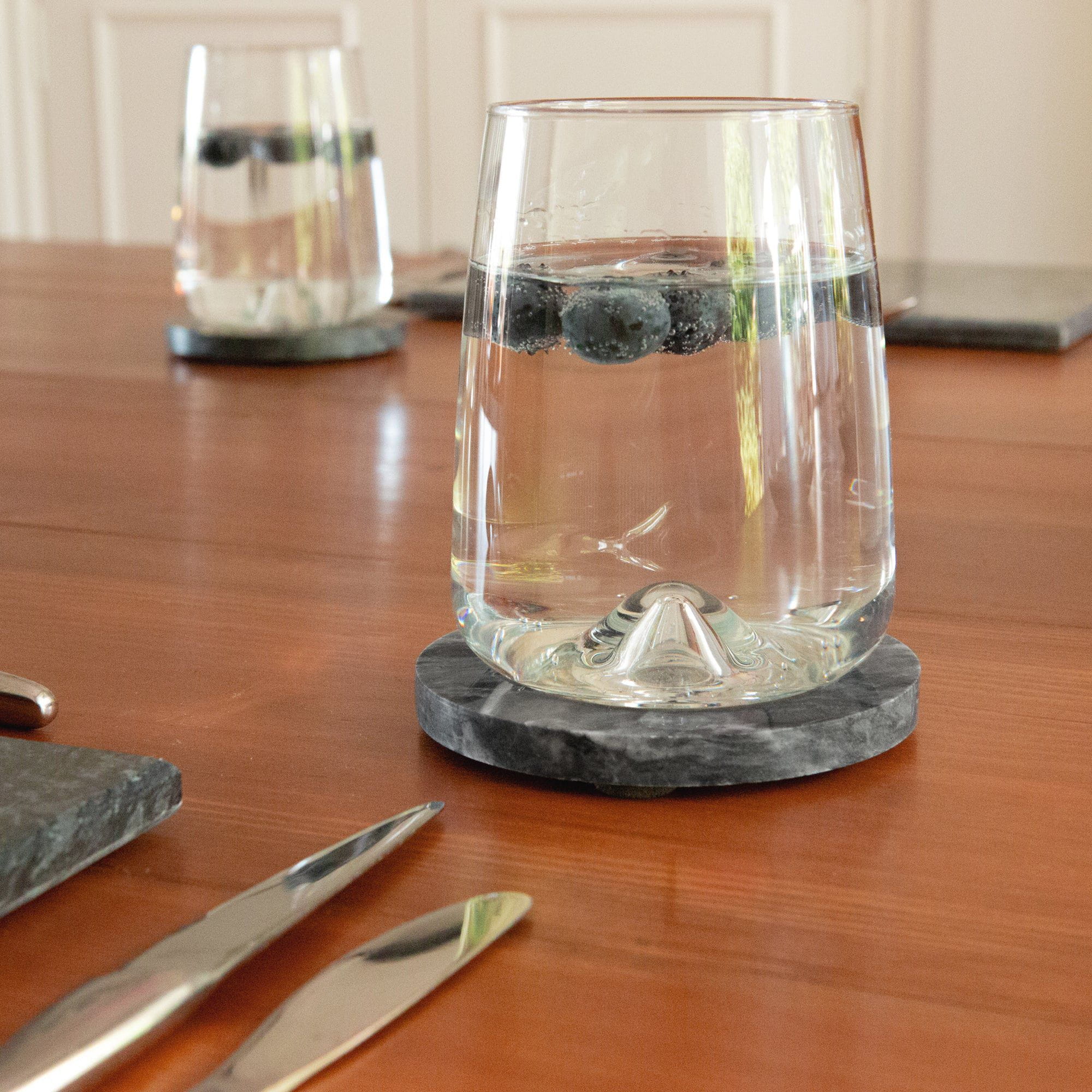 12pc Black Marble Placemats & Round Coasters Set