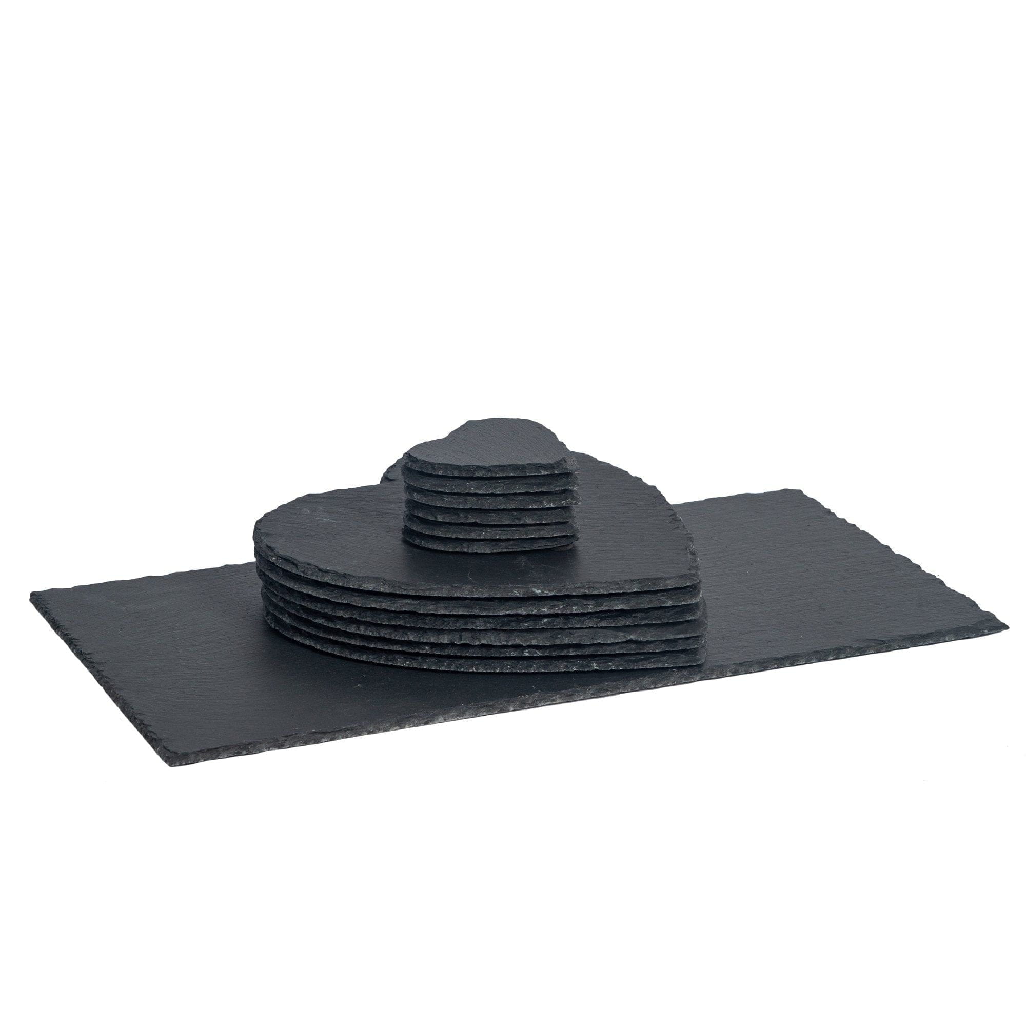 13pc Black Heart Slate Placemats Set
