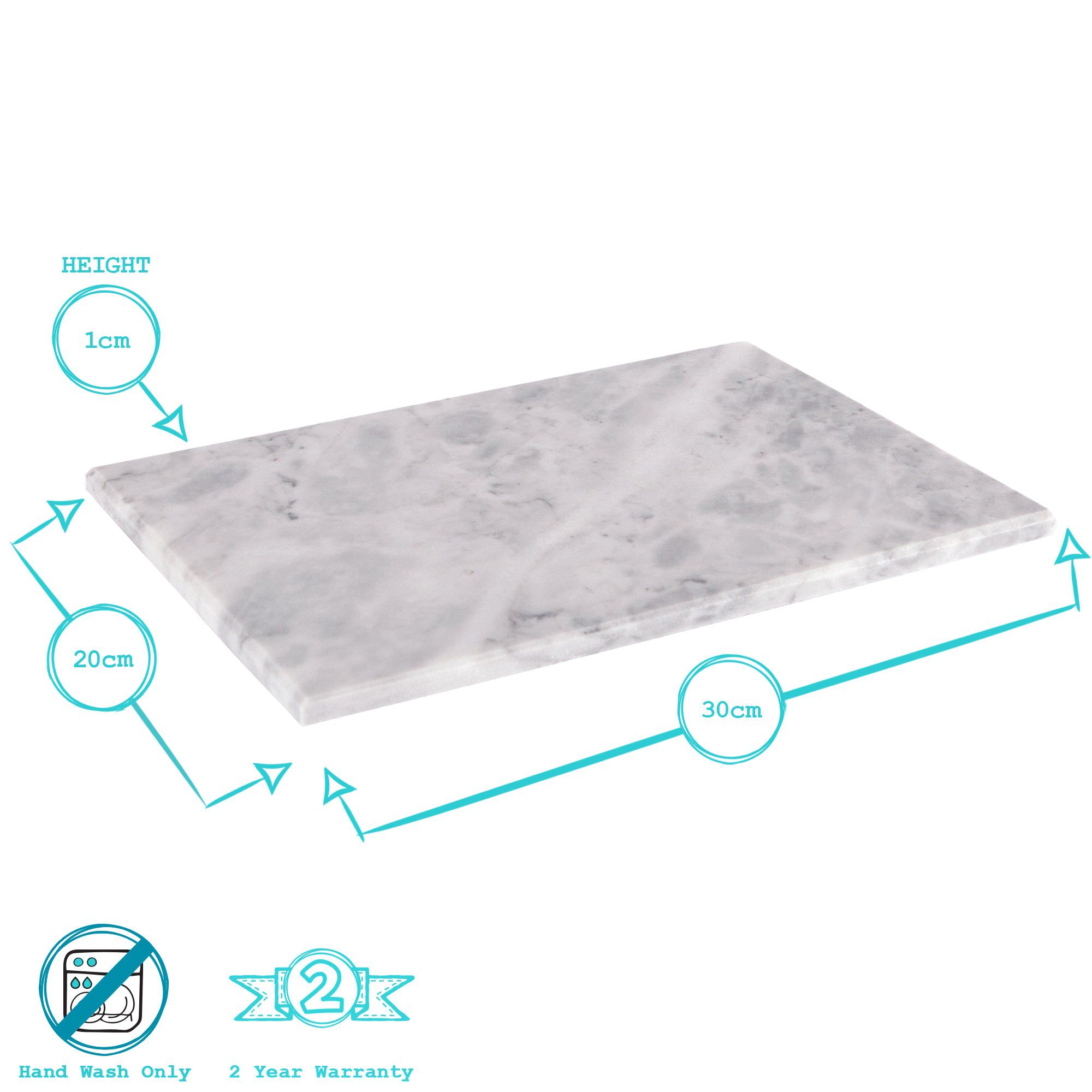 20cm x 30cm White Rectangle Marble Chopping Board