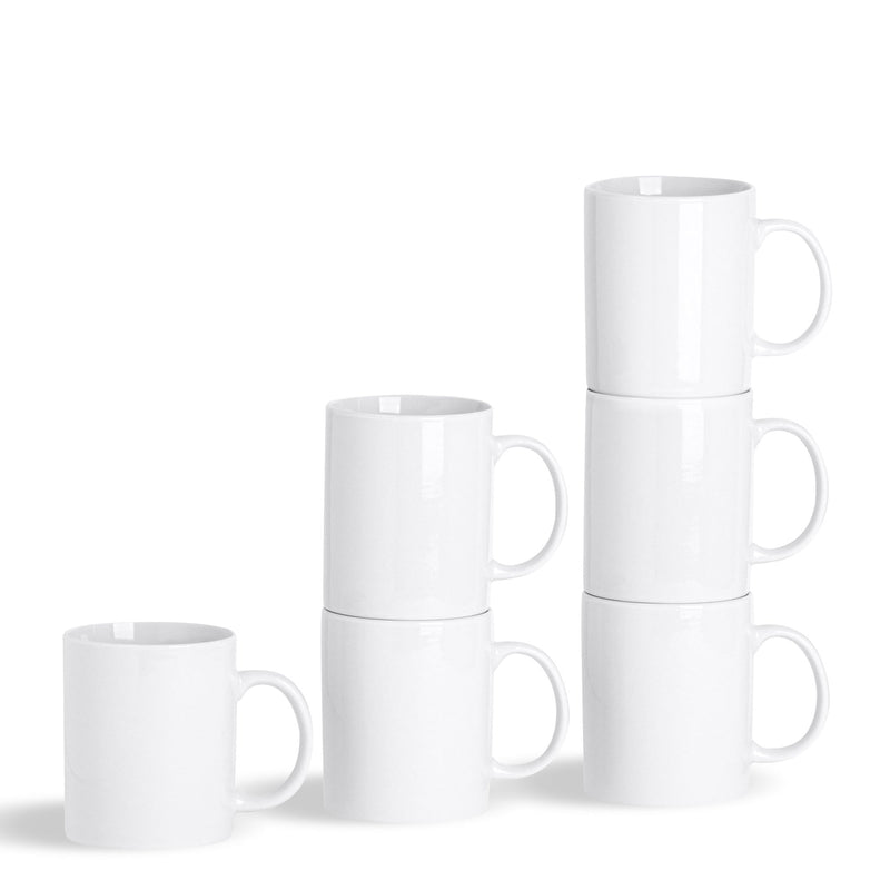 Argon Tableware Set of 6 Classic China Coffee Mugs - 285ml