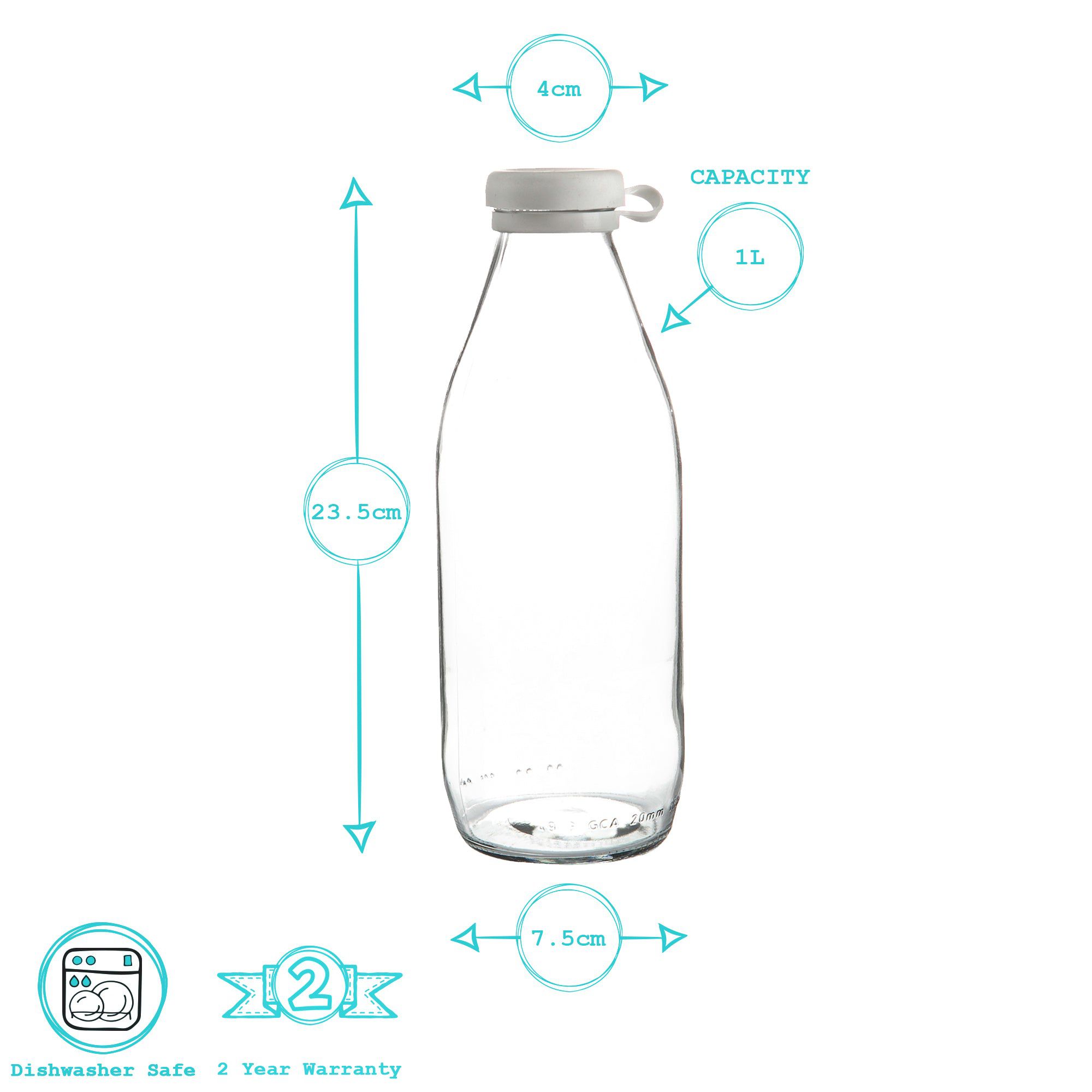 1L Glass Milk Bottle with Silicone Lid