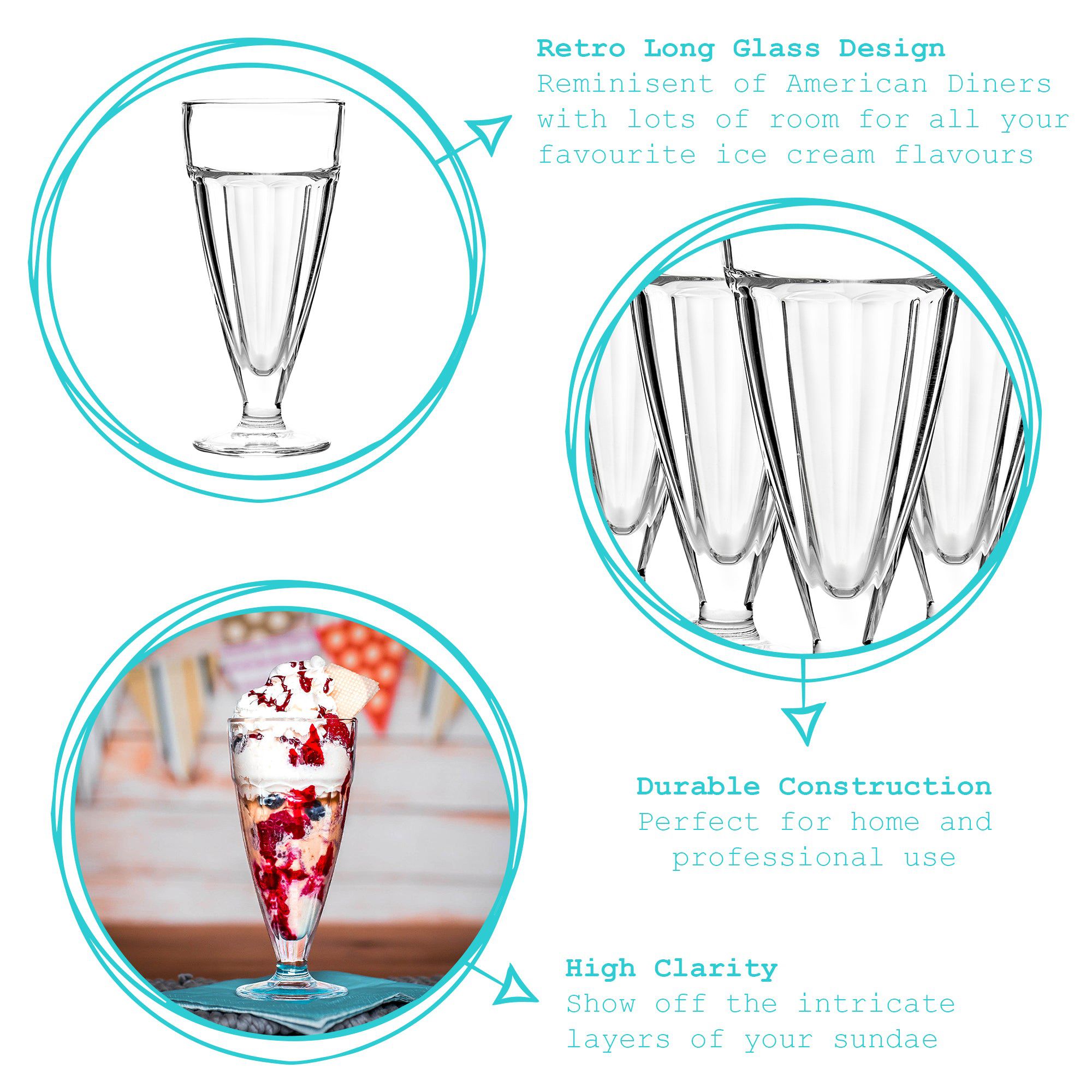 350ml Ice Cream Sundae Glasses - Pack of Four