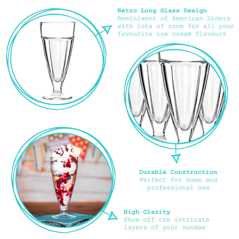 350ml Ice Cream Sundae Glasses - Pack of Four - By Argon Tableware