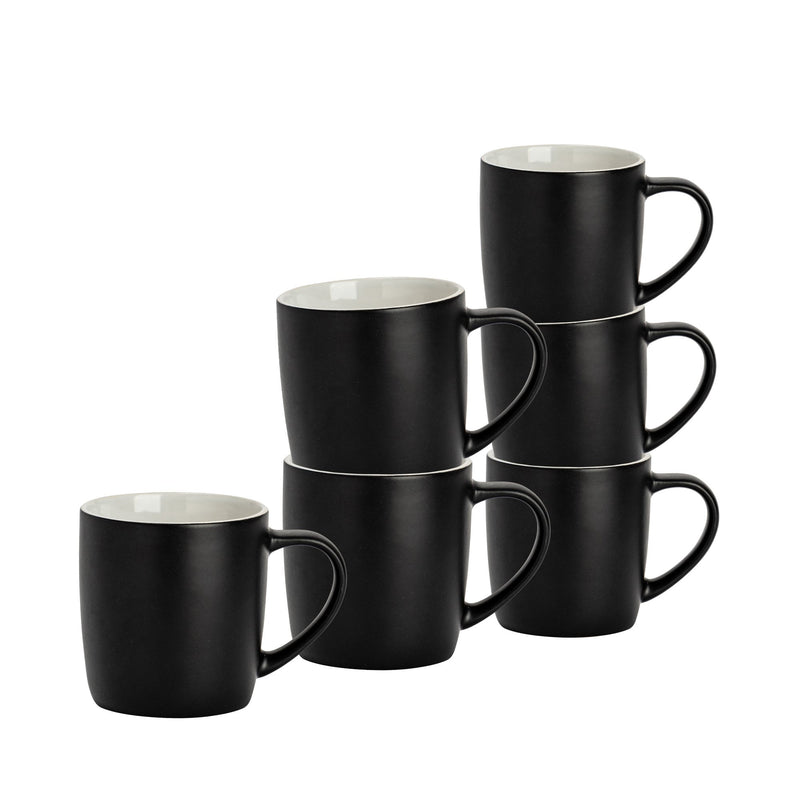 350ml Matt Coloured Coffee Mugs - Pack of Six - By Argon Tableware