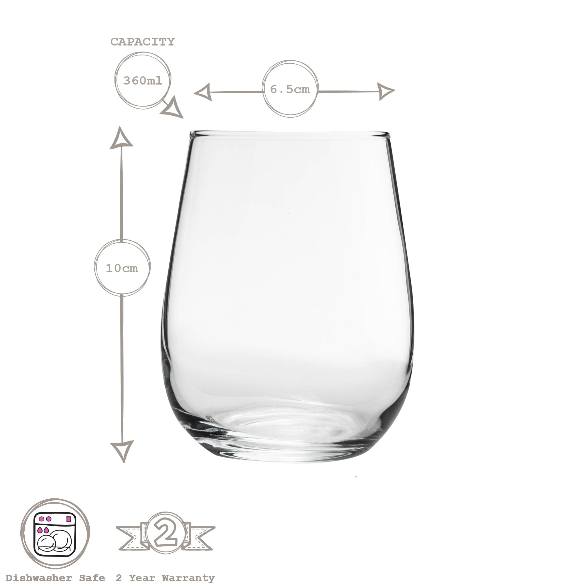 360ml Gaia Stemless Wine Glasses - Pack of Six