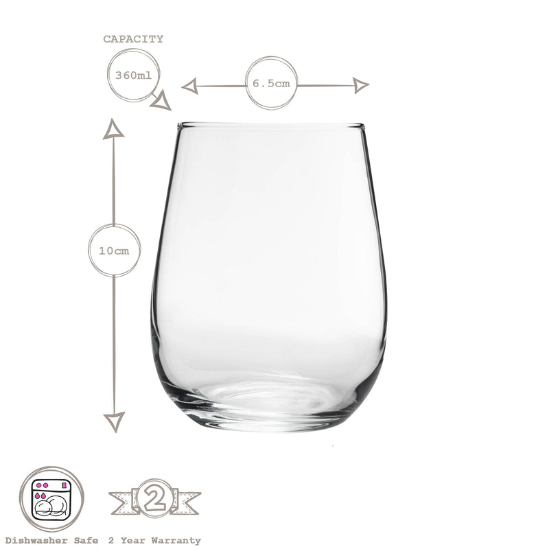 360ml Gaia Stemless Wine Glasses - Pack of Six - By LAV