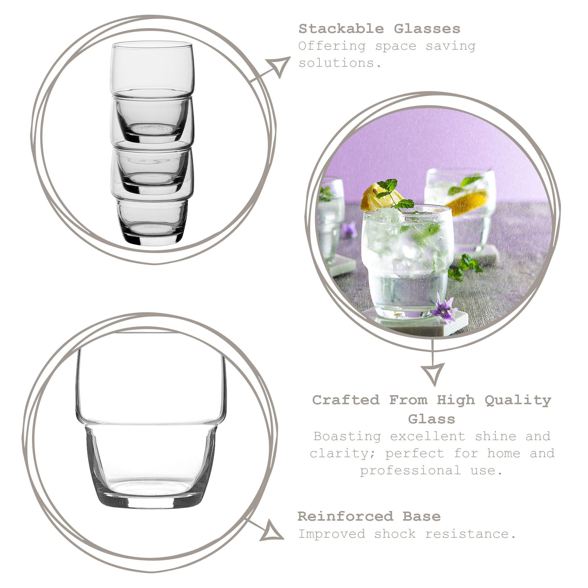 285ml Galata Stacking Tumbler Glasses - Pack of Six