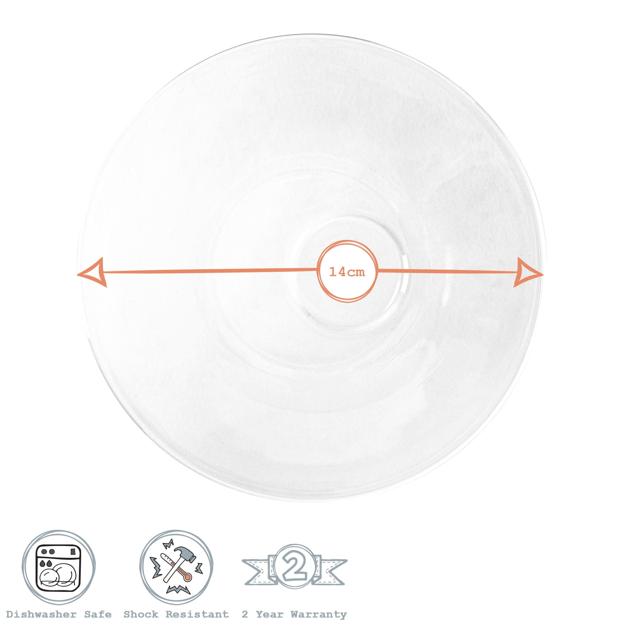 14cm Bar Glass Espresso Saucers - Pack of Six