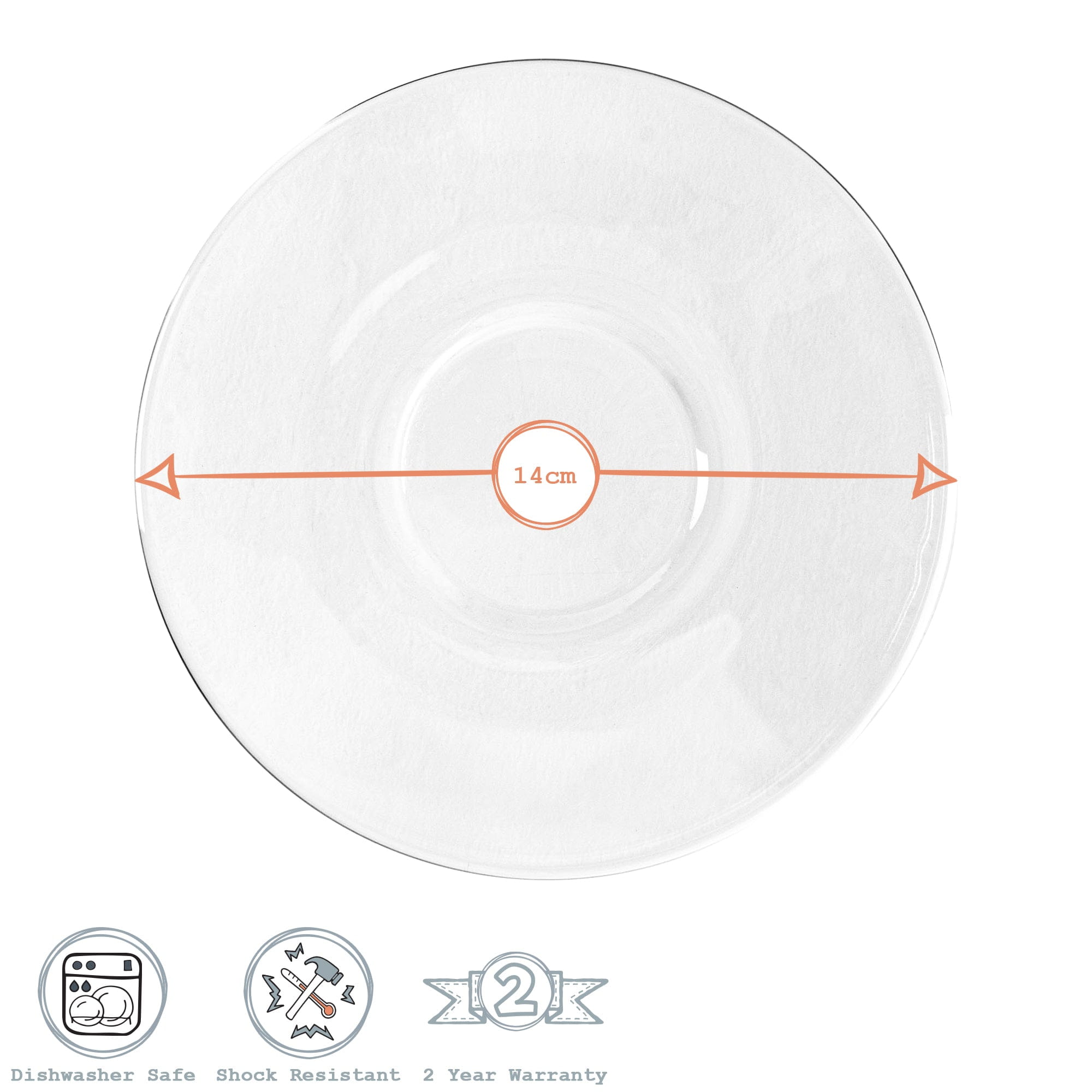 14cm Bar Glass Cappuccino Saucers - Pack of Six