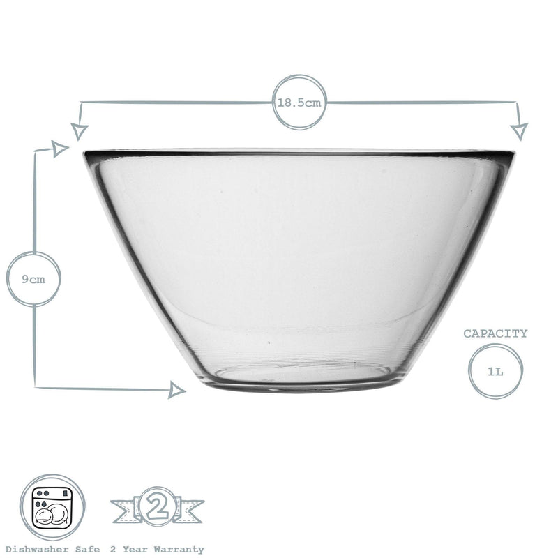 1L Basic Glass Mixing Bowl - By Bormioli Rocco