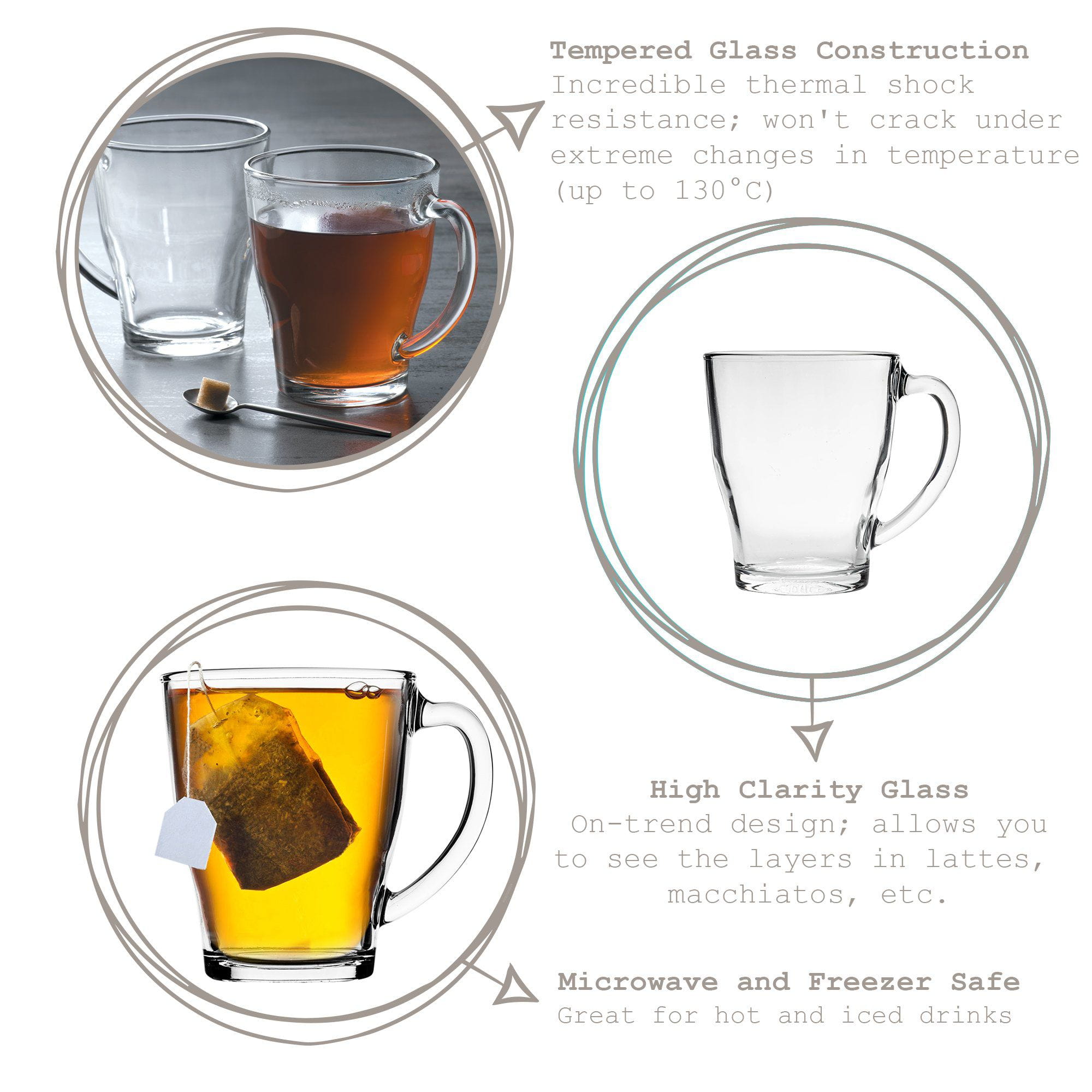 350ml Cosy Coffee Glasses - Pack of Six