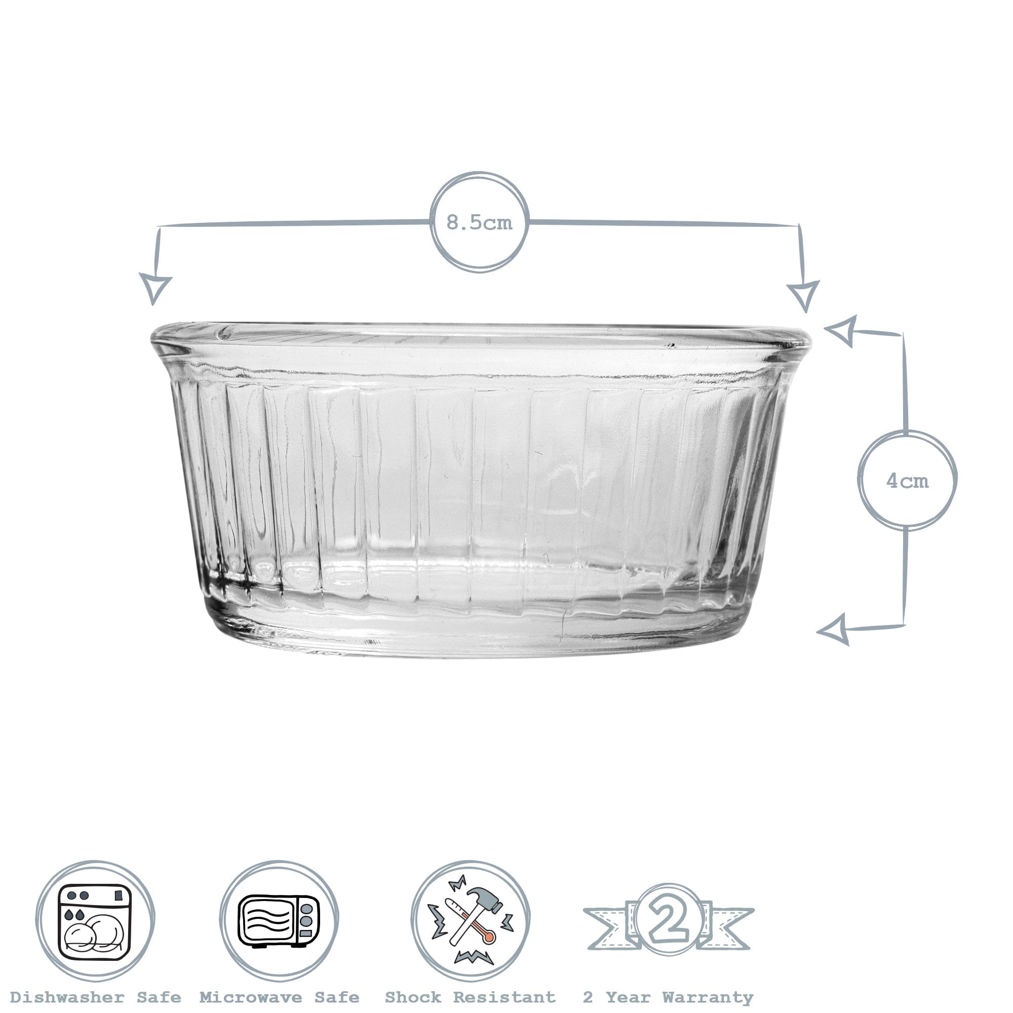 8.5cm Clear Oven Chef Glass Ramekins - Pack of Four