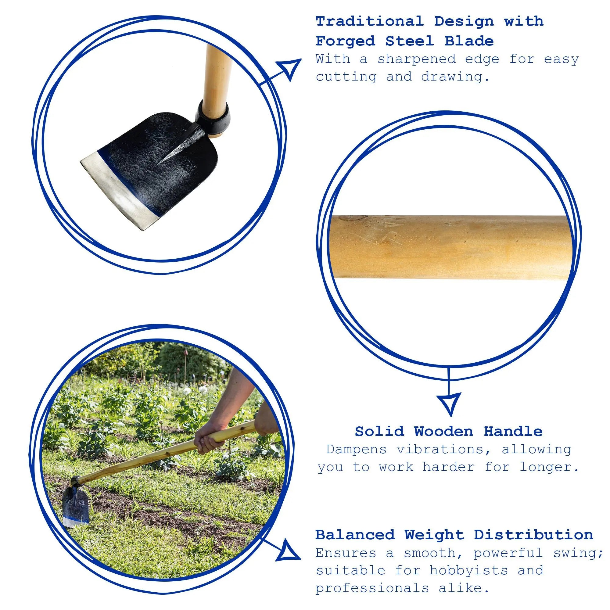 110cm Steel Garden Hoe Harbour Housewares