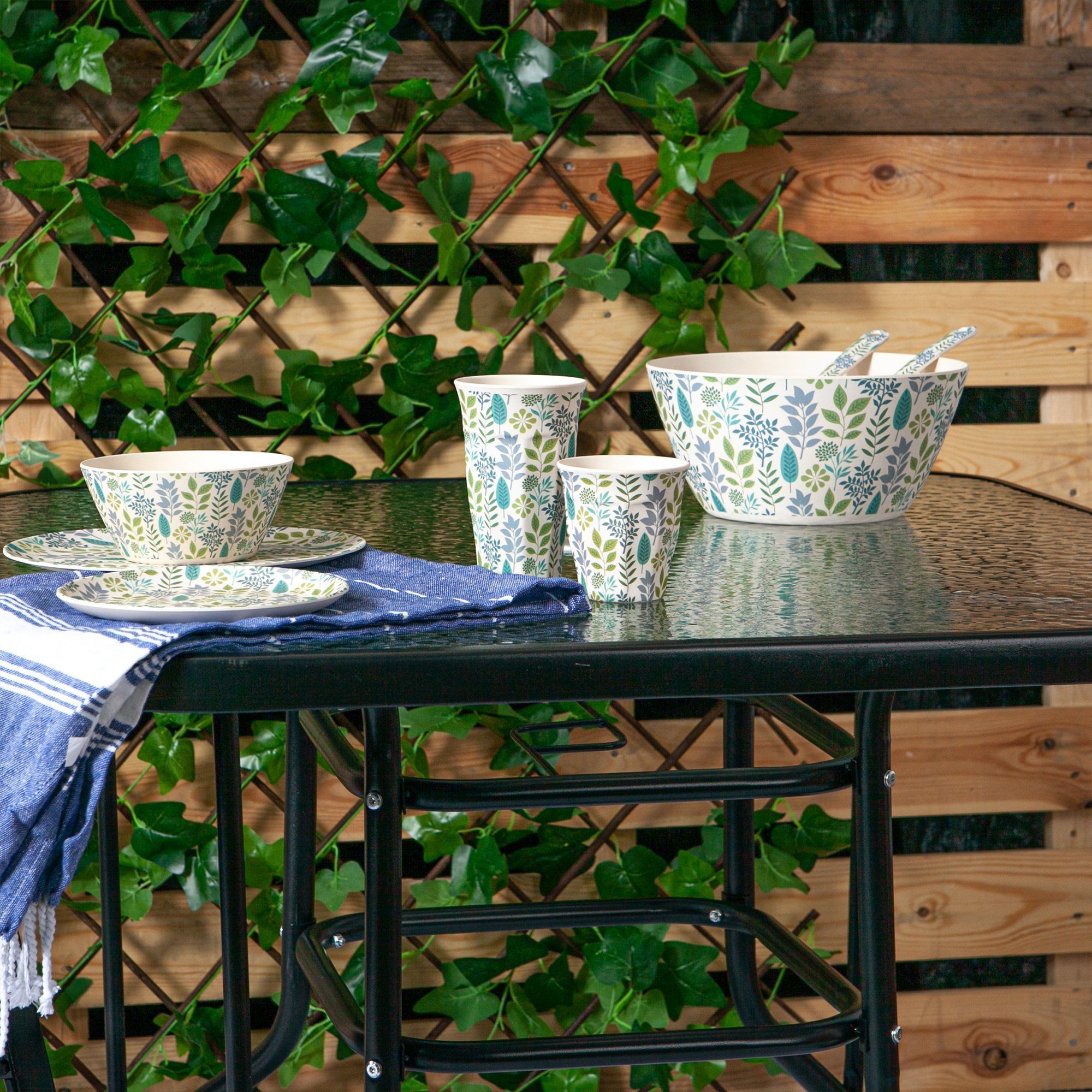 Sussex Black Metal Glass Top Garden Table - 90cm x 90cm