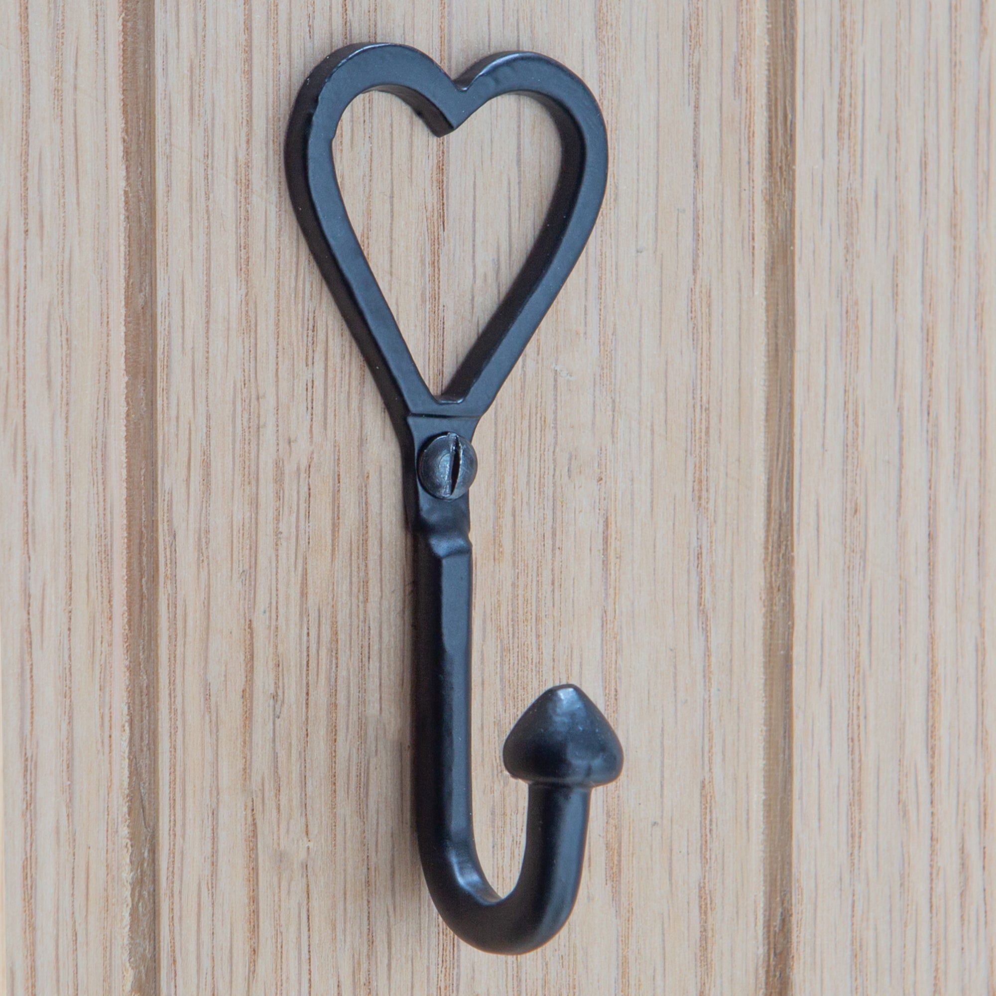 40mm x 100mm Black Single Heart Hook