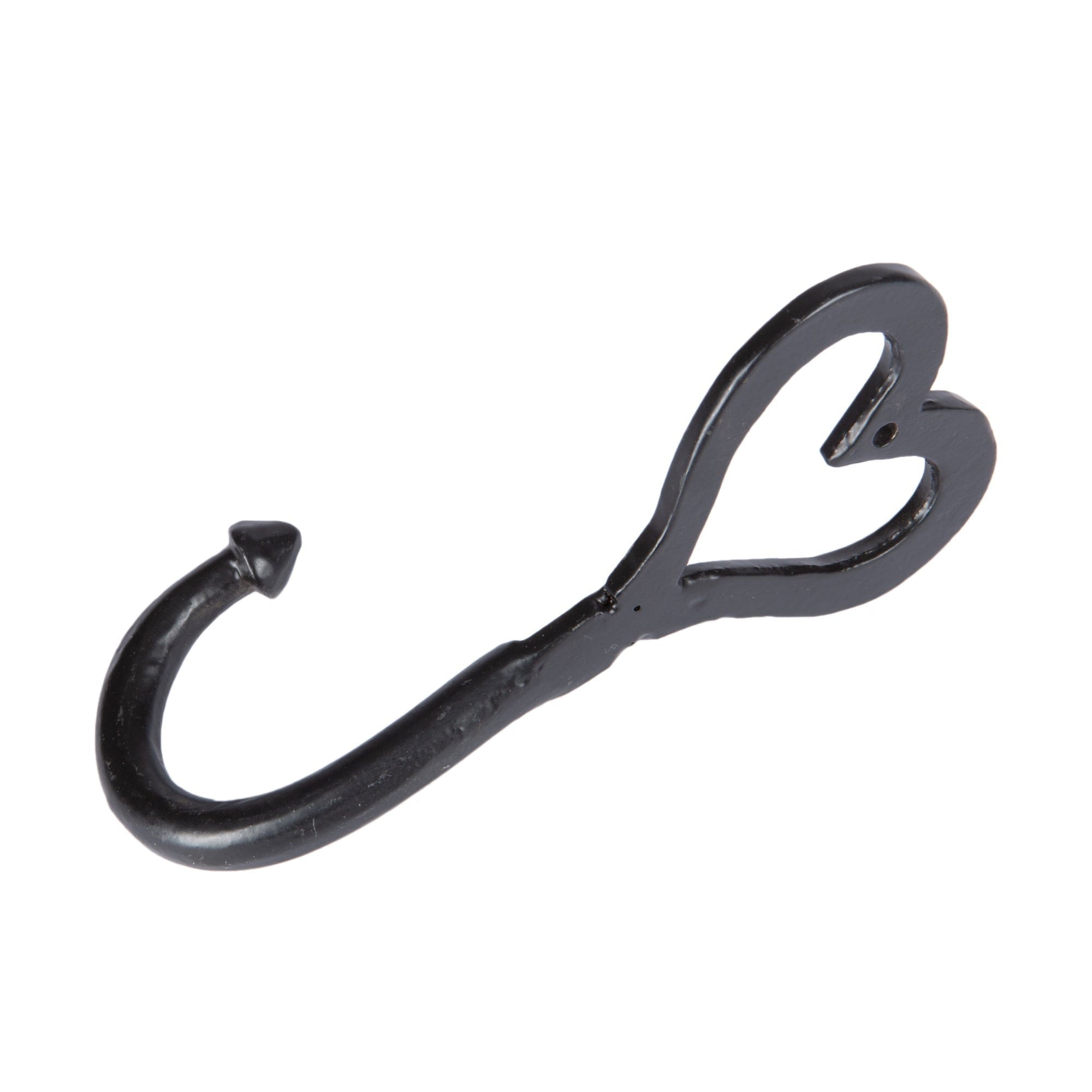 65mm x 130mm Black Single Heart Hook