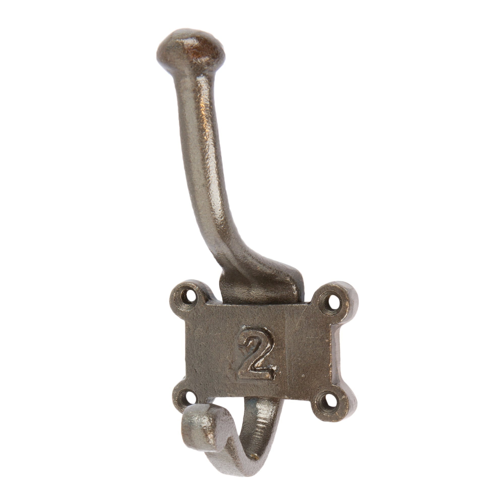 50mm x 115mm Grey Number 2 Hat & Coat Hook - By Hammer & Tongs