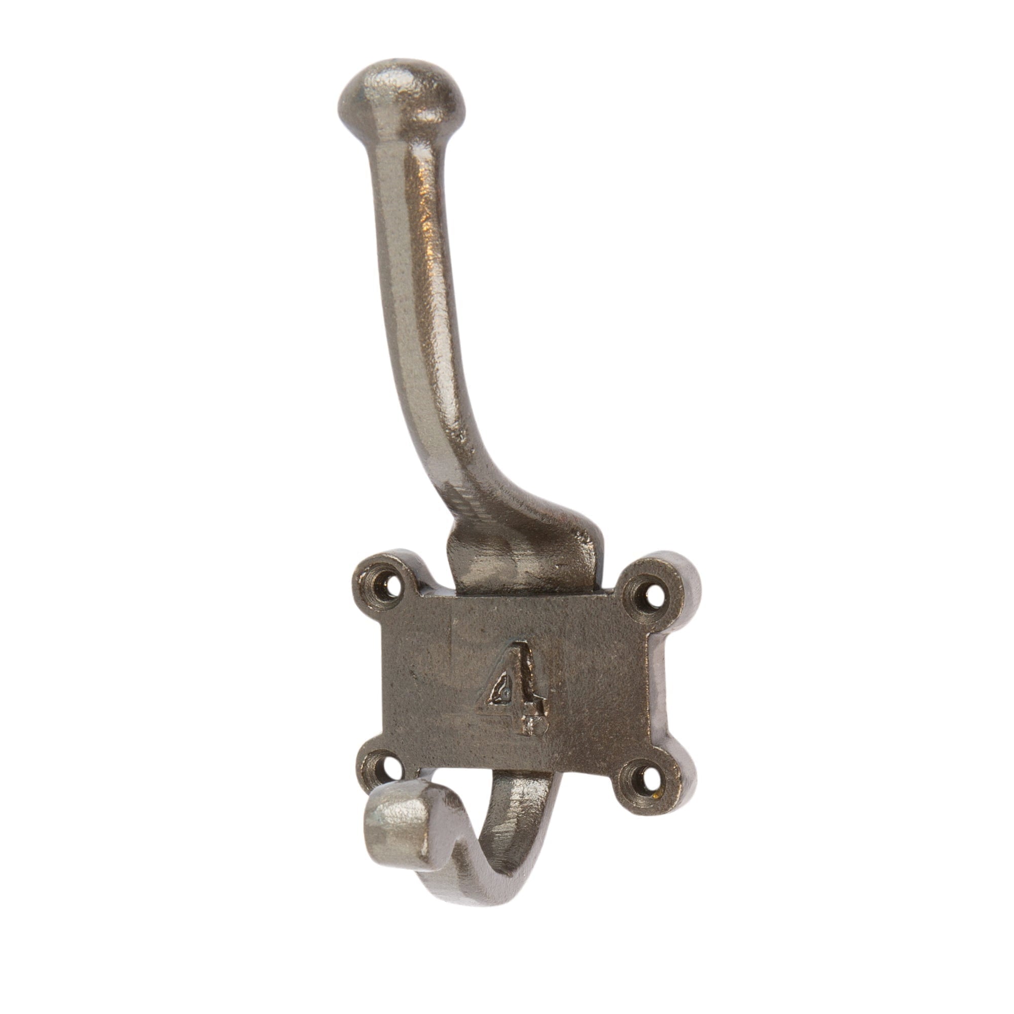 50mm x 115mm Grey Number 4 Hat & Coat Hook - By Hammer & Tongs