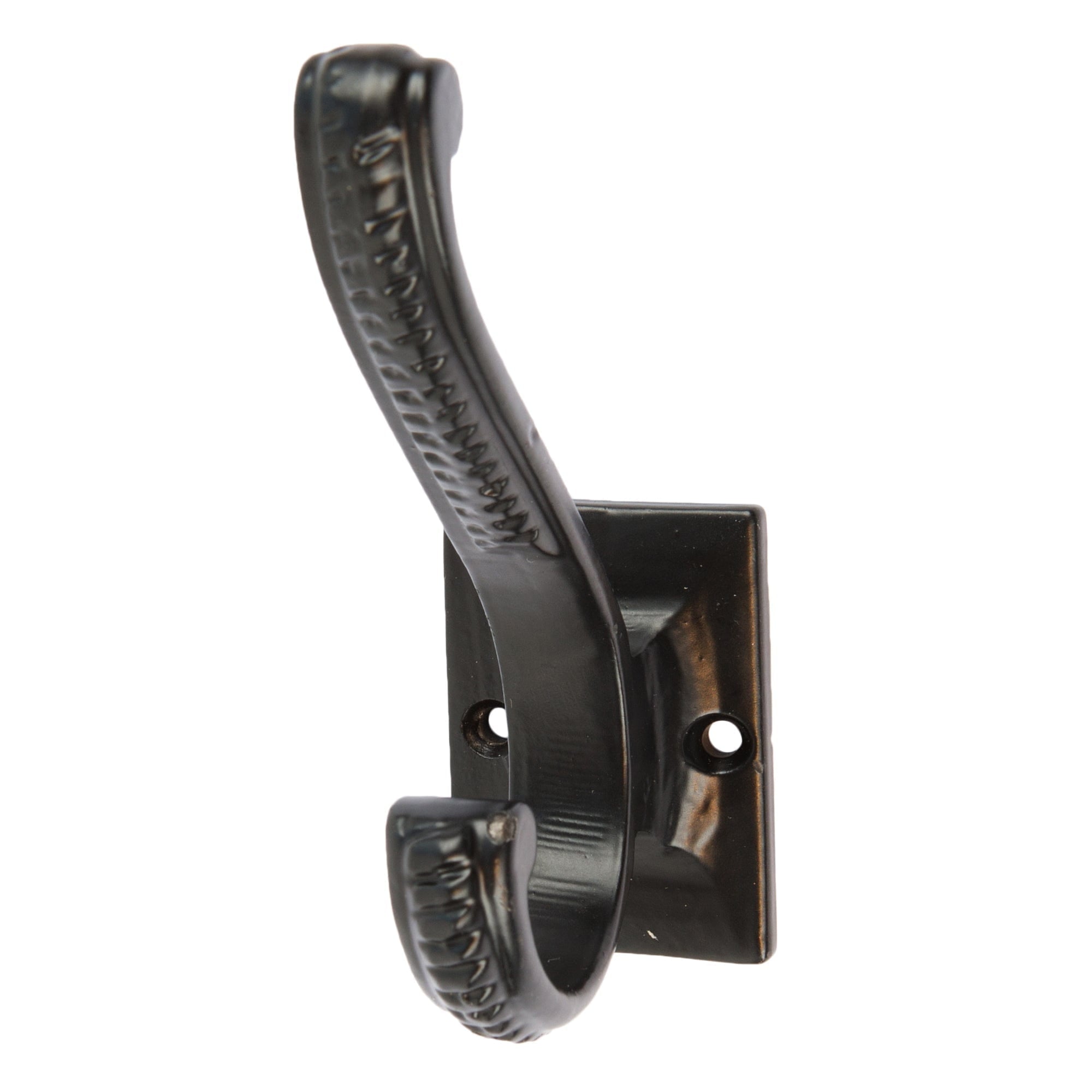 35mm x 100mm Black Square Back Scroll Hat & Coat Hook