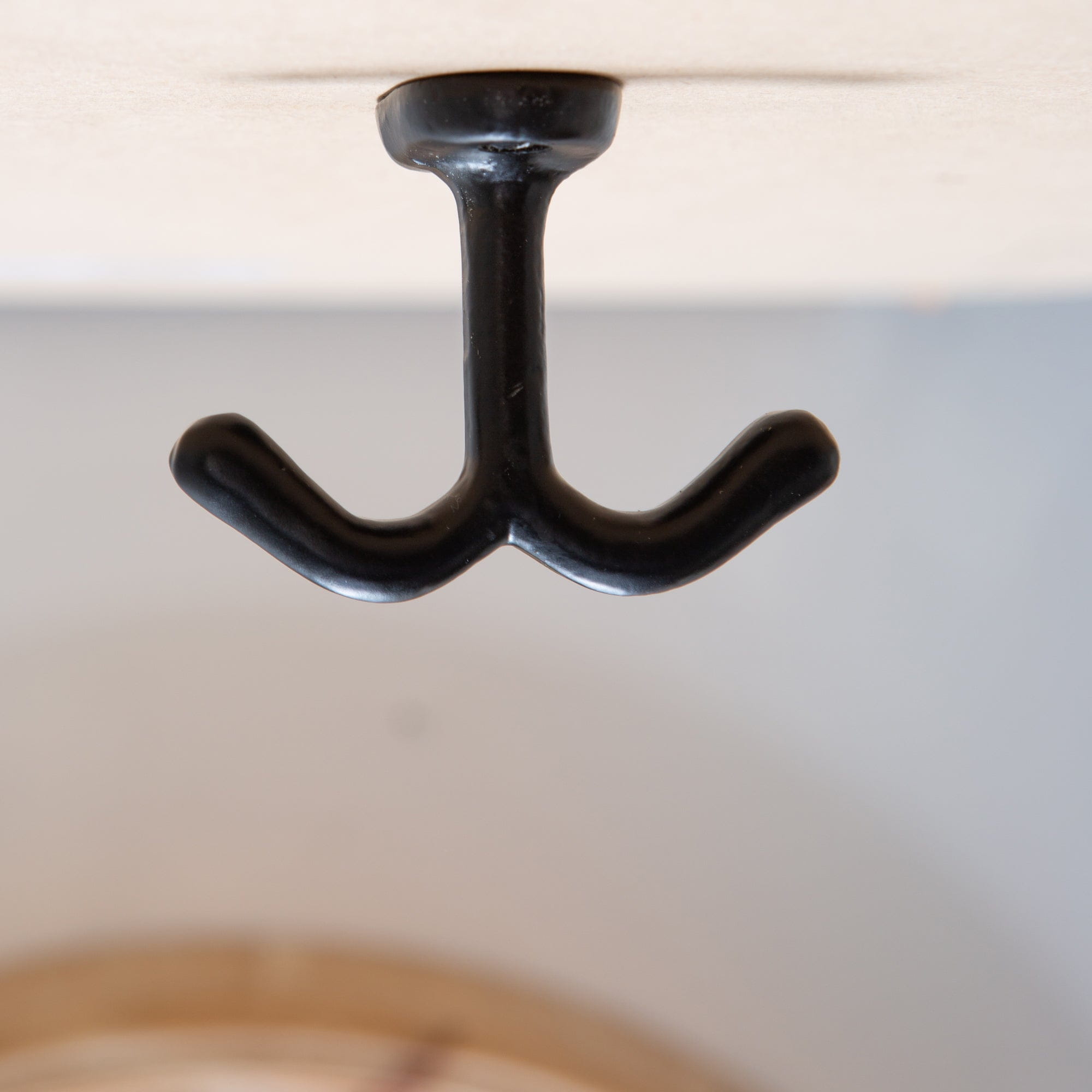 80mm x 60mm Black Double Ceiling Hook