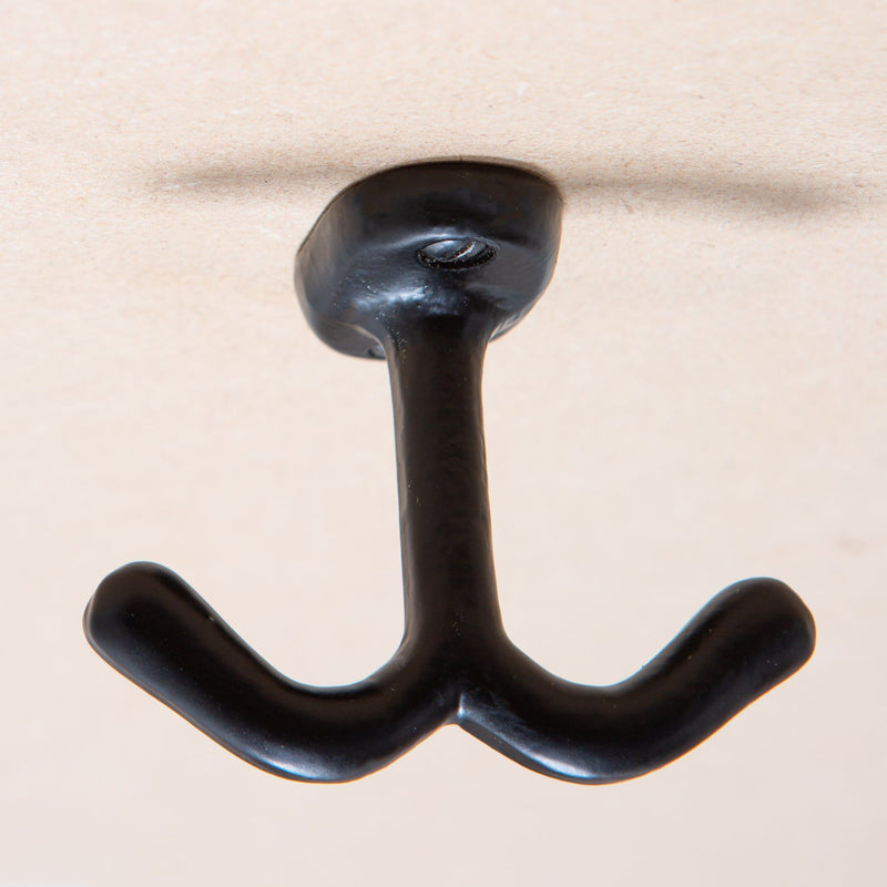 80mm x 60mm Black Double Ceiling Hook - By Hammer & Tongs