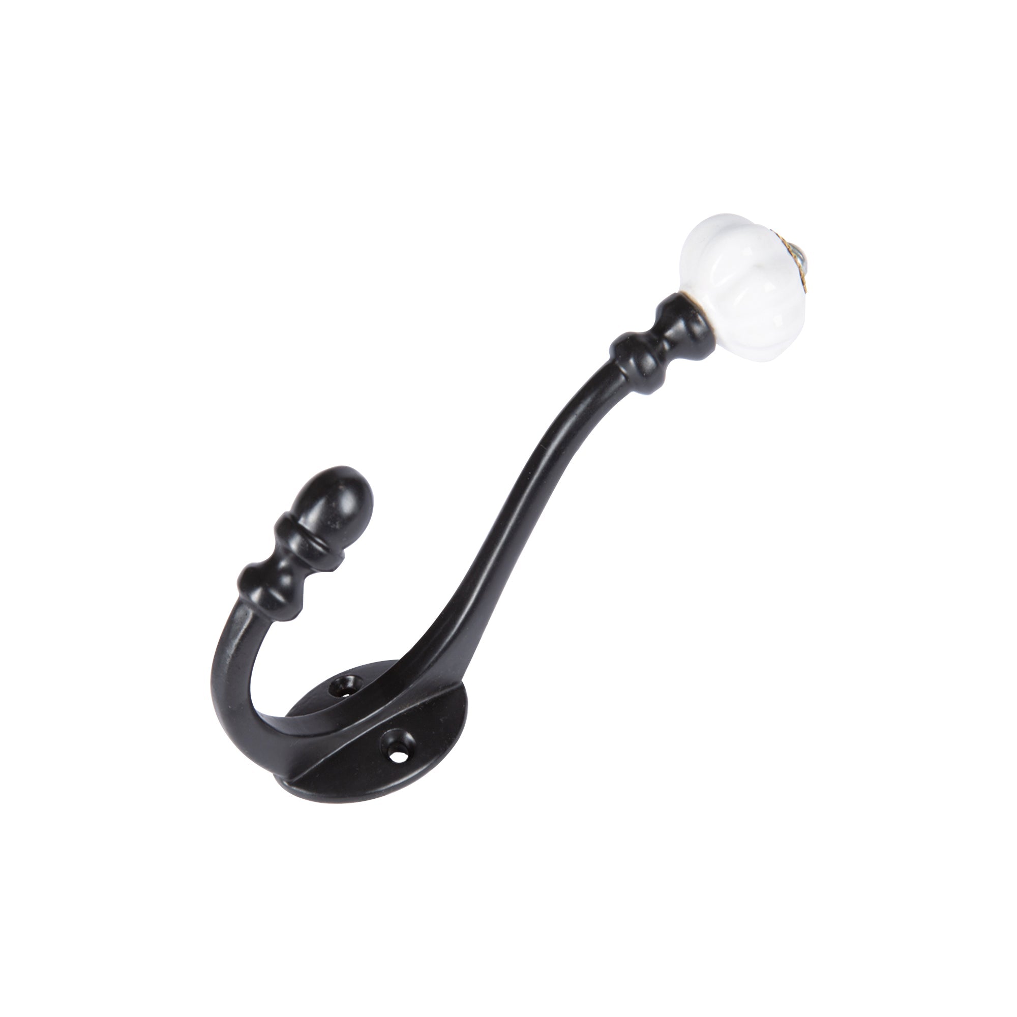 30mm x 140mm Black Ceramic Flower Hat & Coat Hook