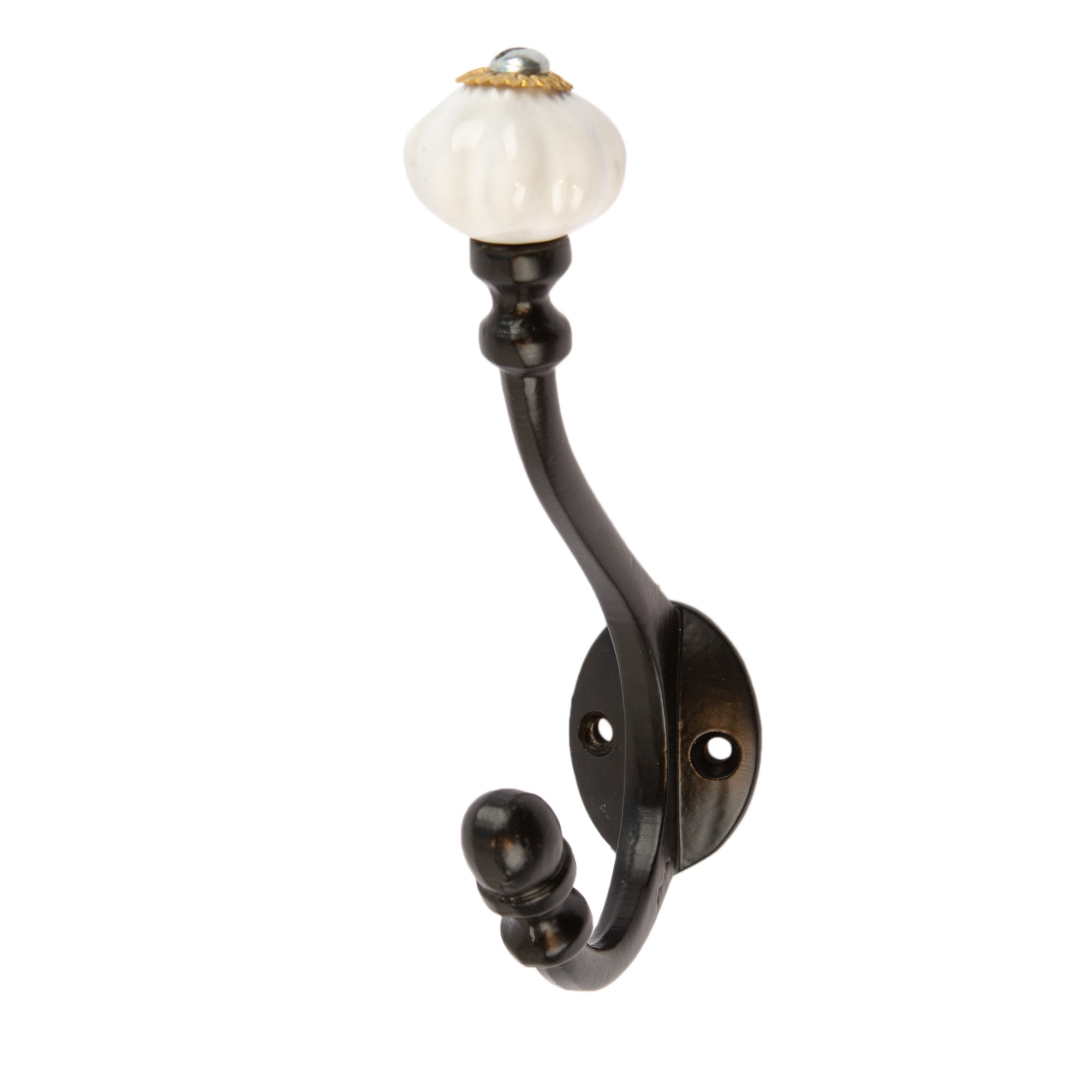 30mm x 140mm Black Ceramic Flower Hat & Coat Hook