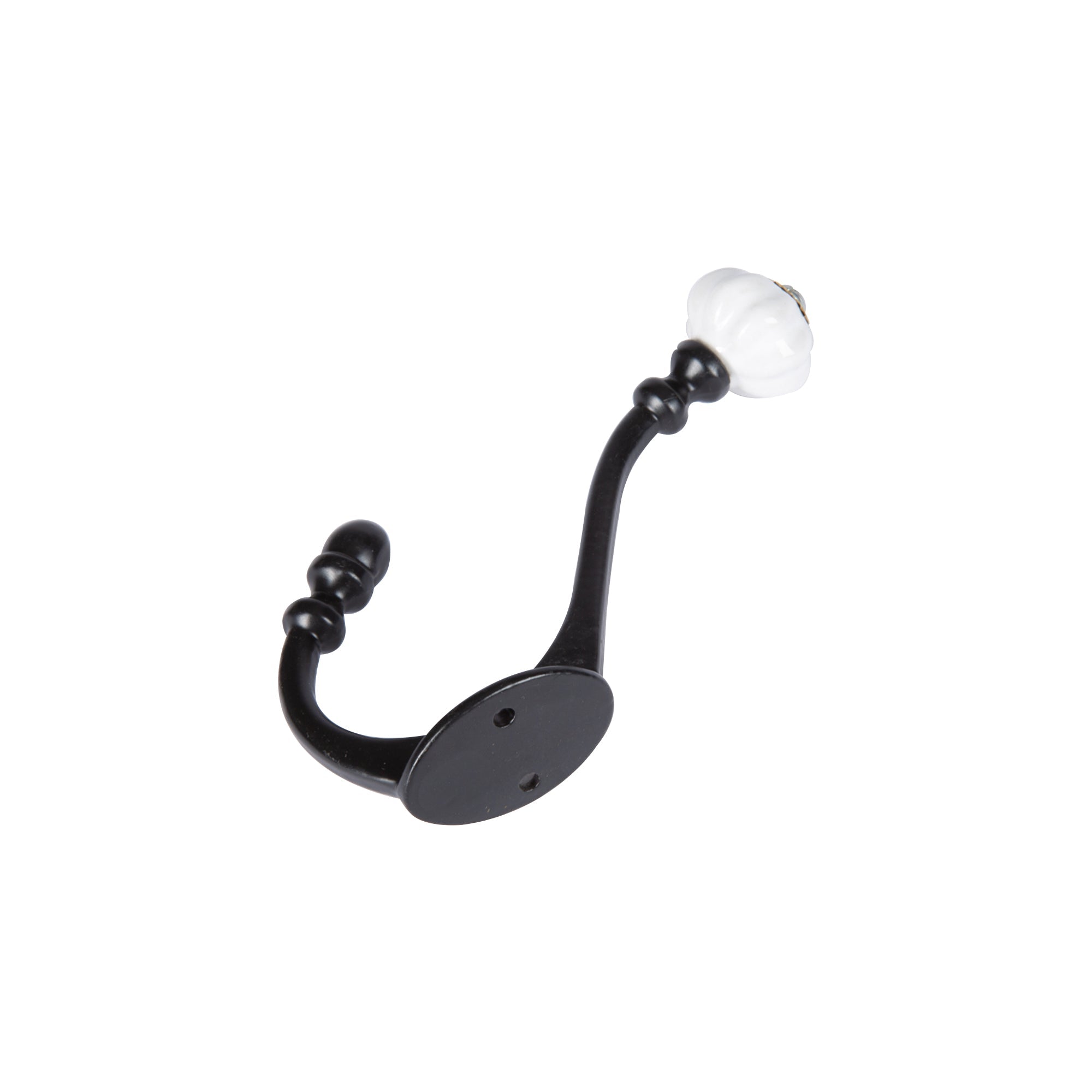 30mm x 140mm Black Ceramic Flower Hat & Coat Hook