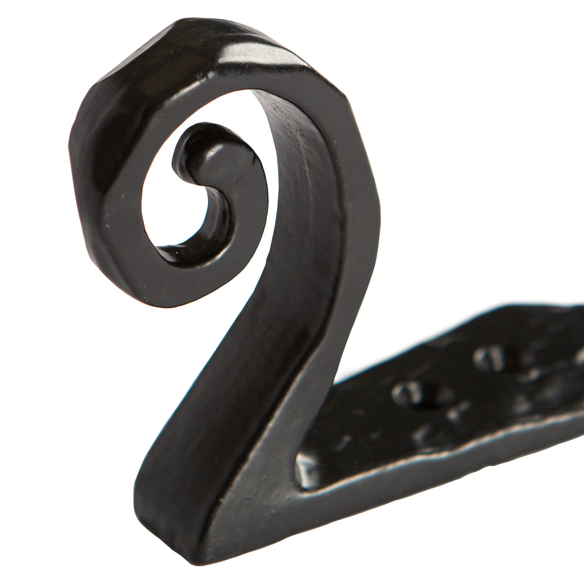 30mm x 95mm Black Hammered Scroll Hook