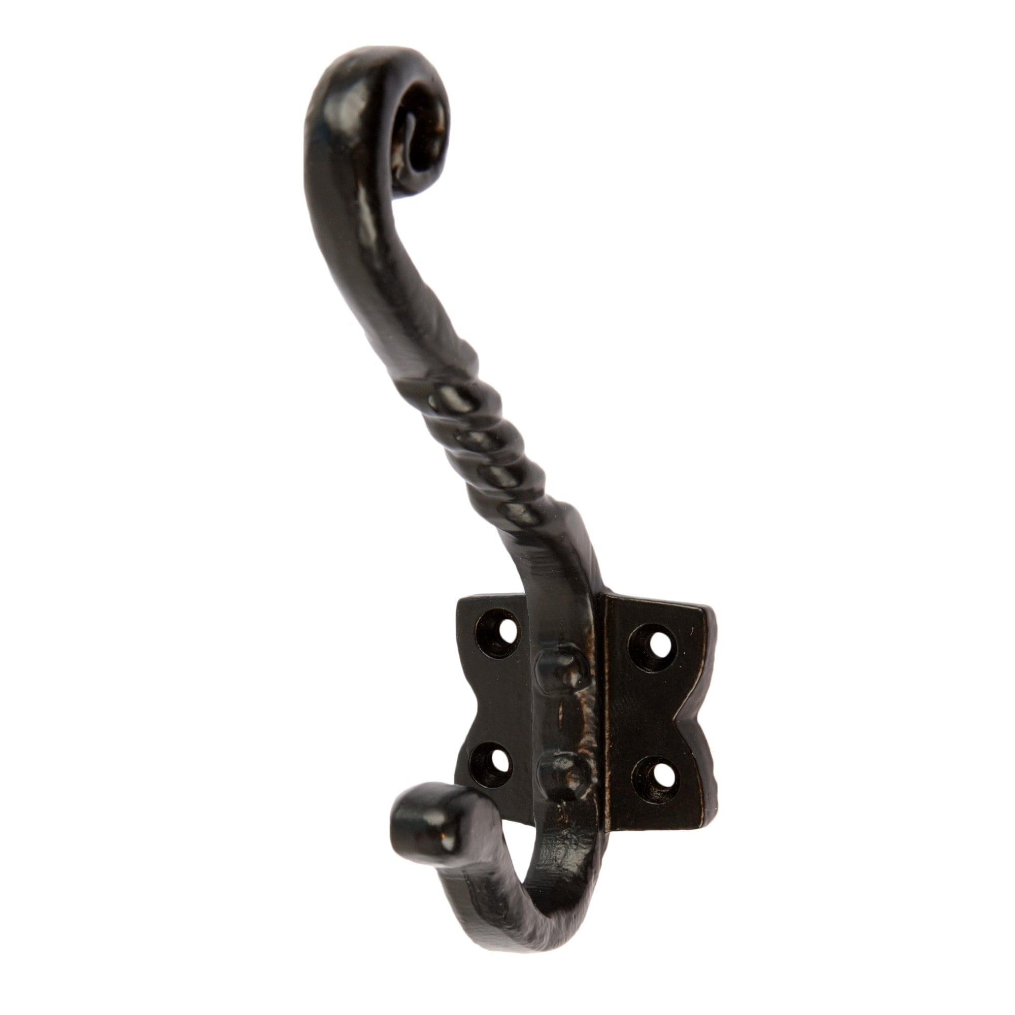 40mm x 125mm Black Twisted Scroll Hat & Coat Hook