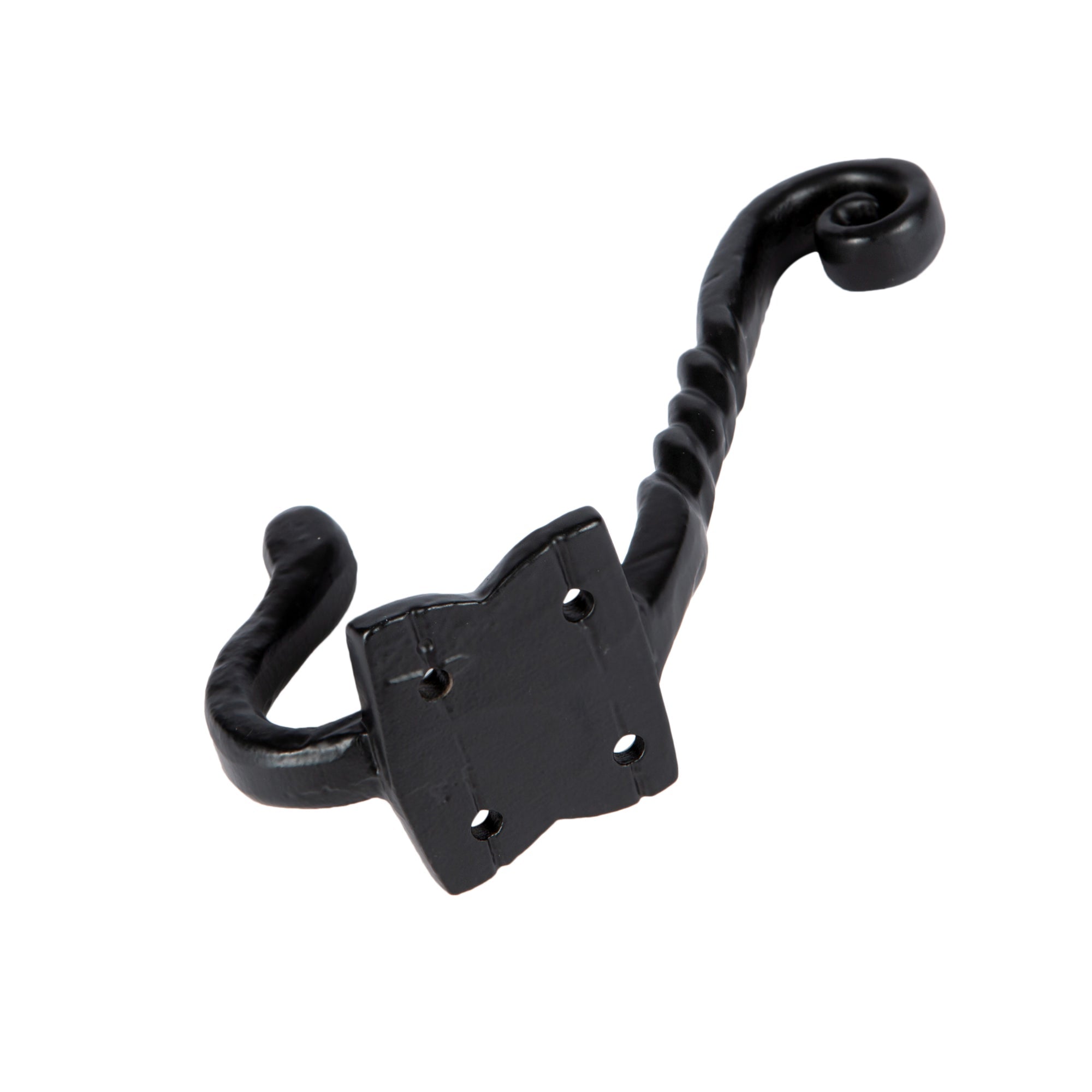 40mm x 125mm Black Twisted Scroll Hat & Coat Hook