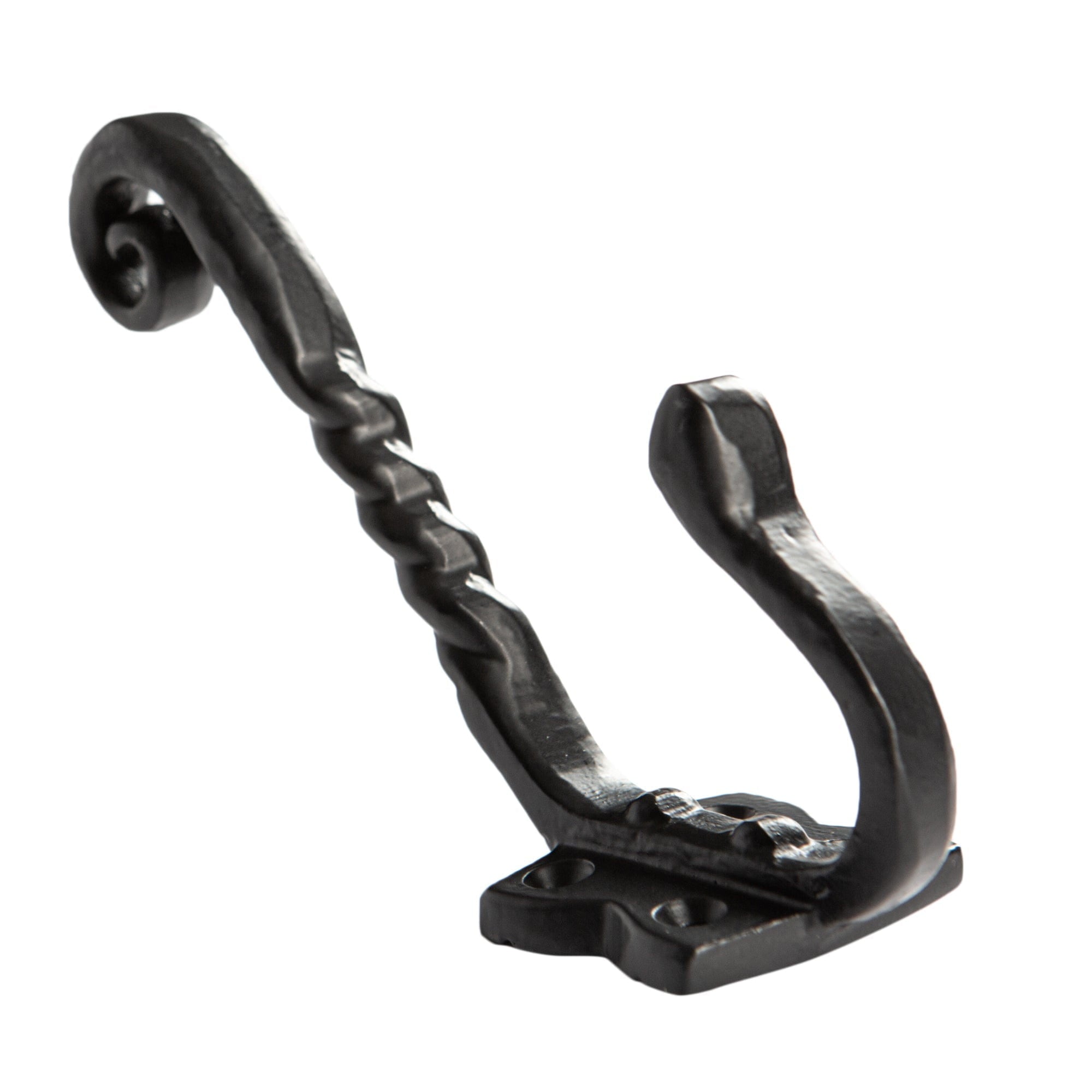 40mm x 125mm Black Twisted Scroll Hat & Coat Hook