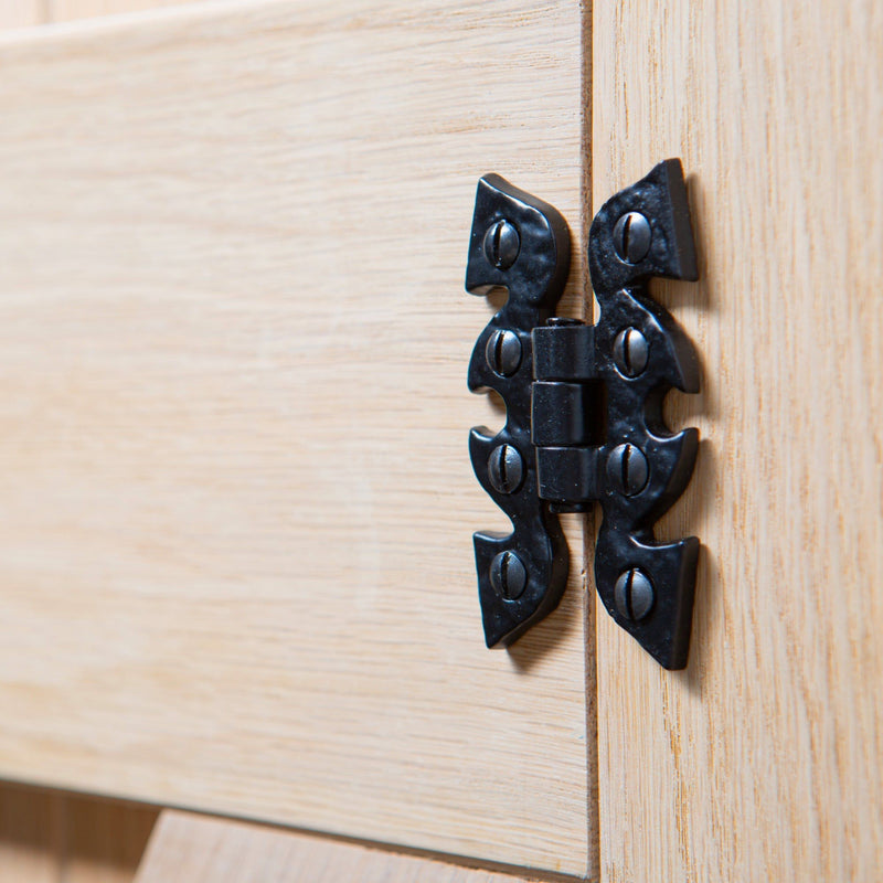 75mm Black Ornate Cabinet Hinge - By Hammer & Tongs