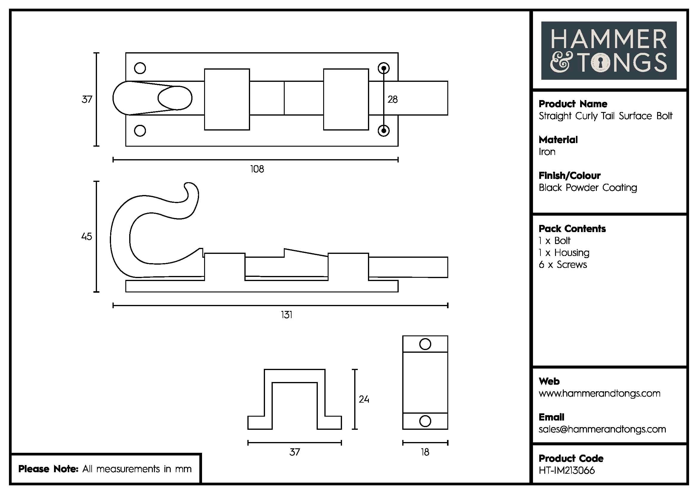 110mm Black Straight Shepherd&