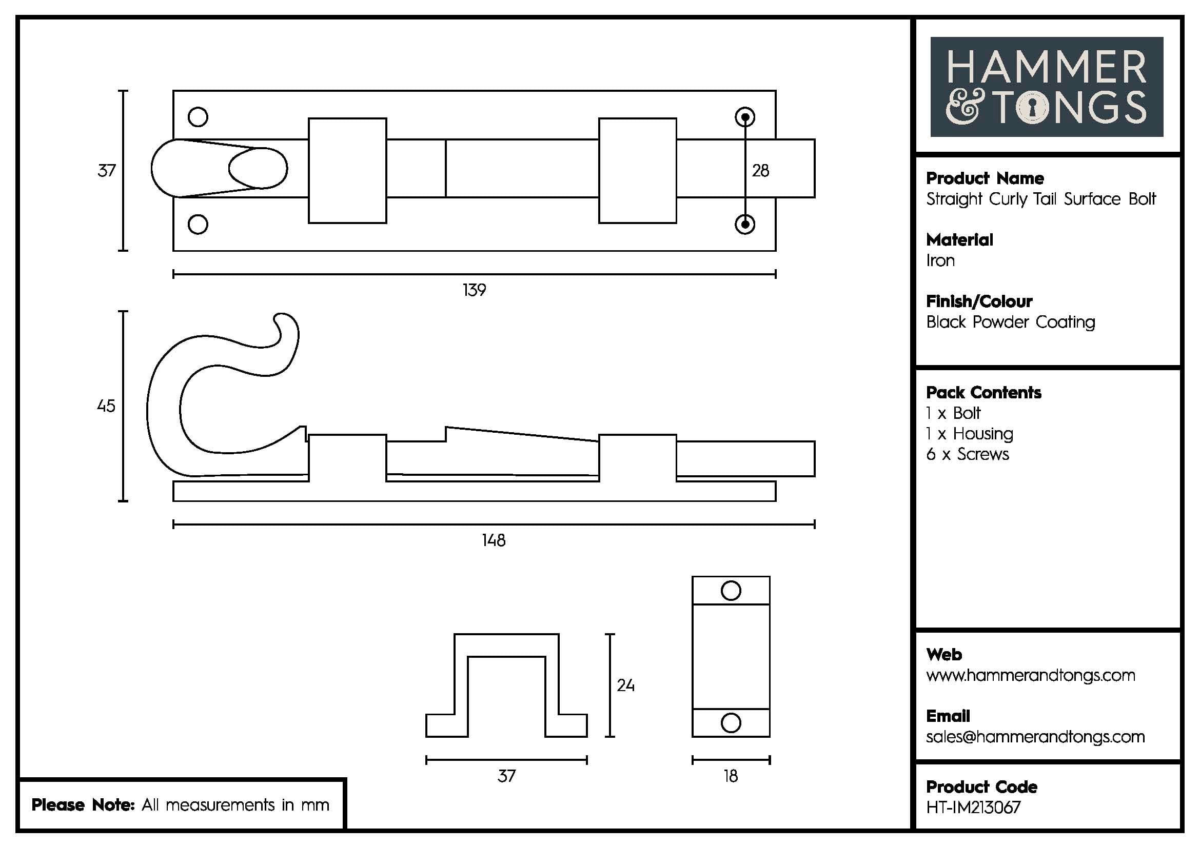 140mm Black Straight Shepherd&